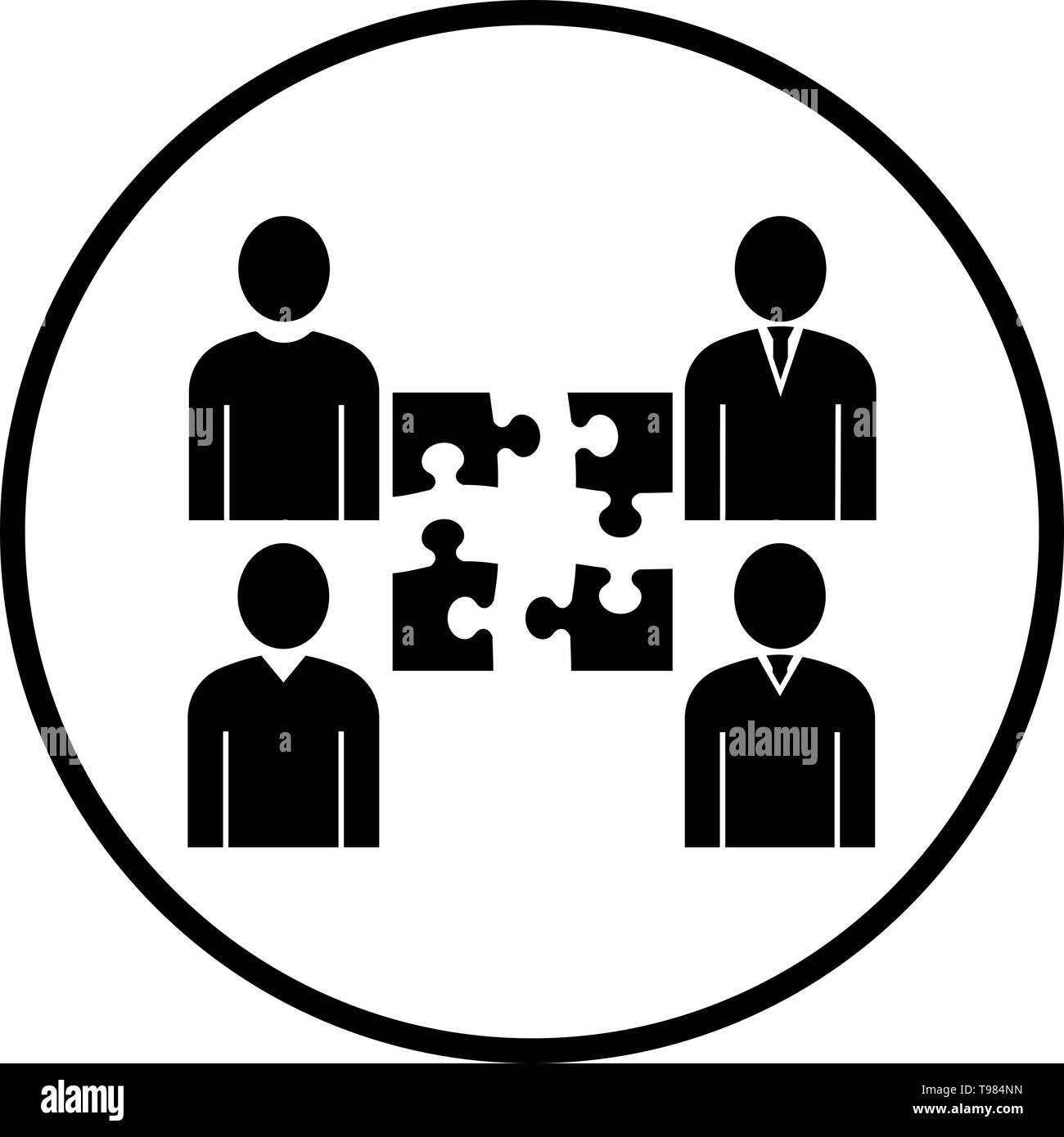 Corporate Team Icon. Thin Circle Stencil Design. Vector Illustration ...