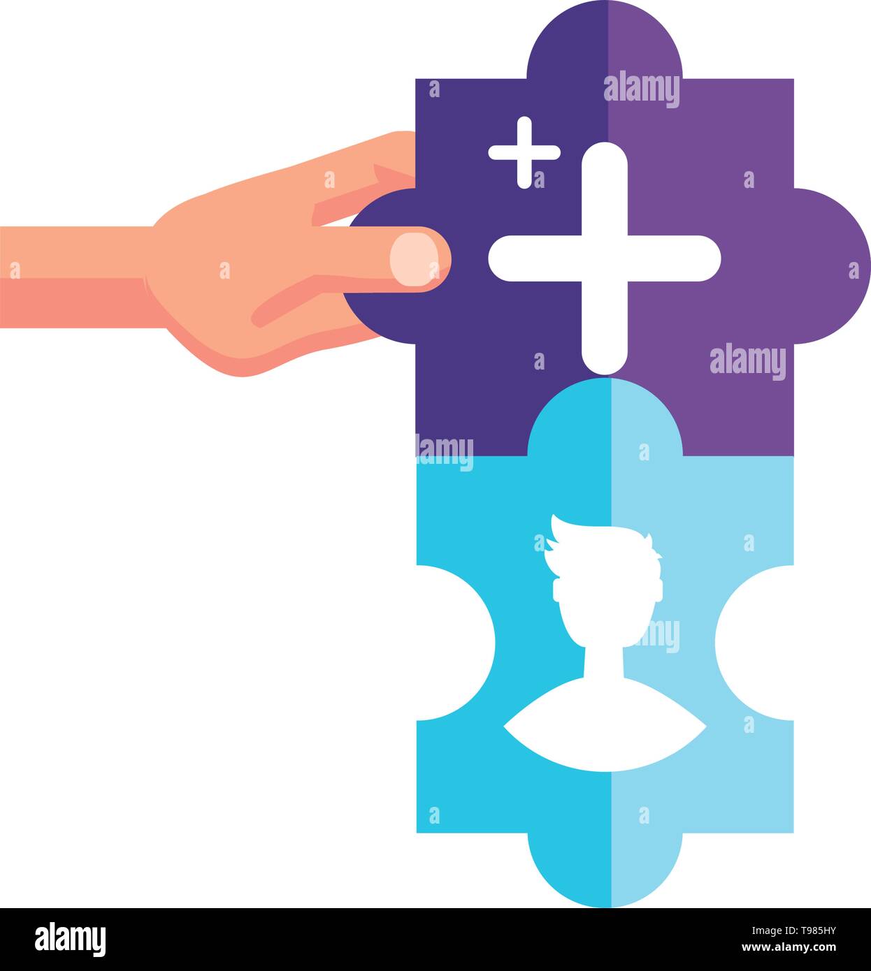 hand with male user account and add symbol vector illustration design ...