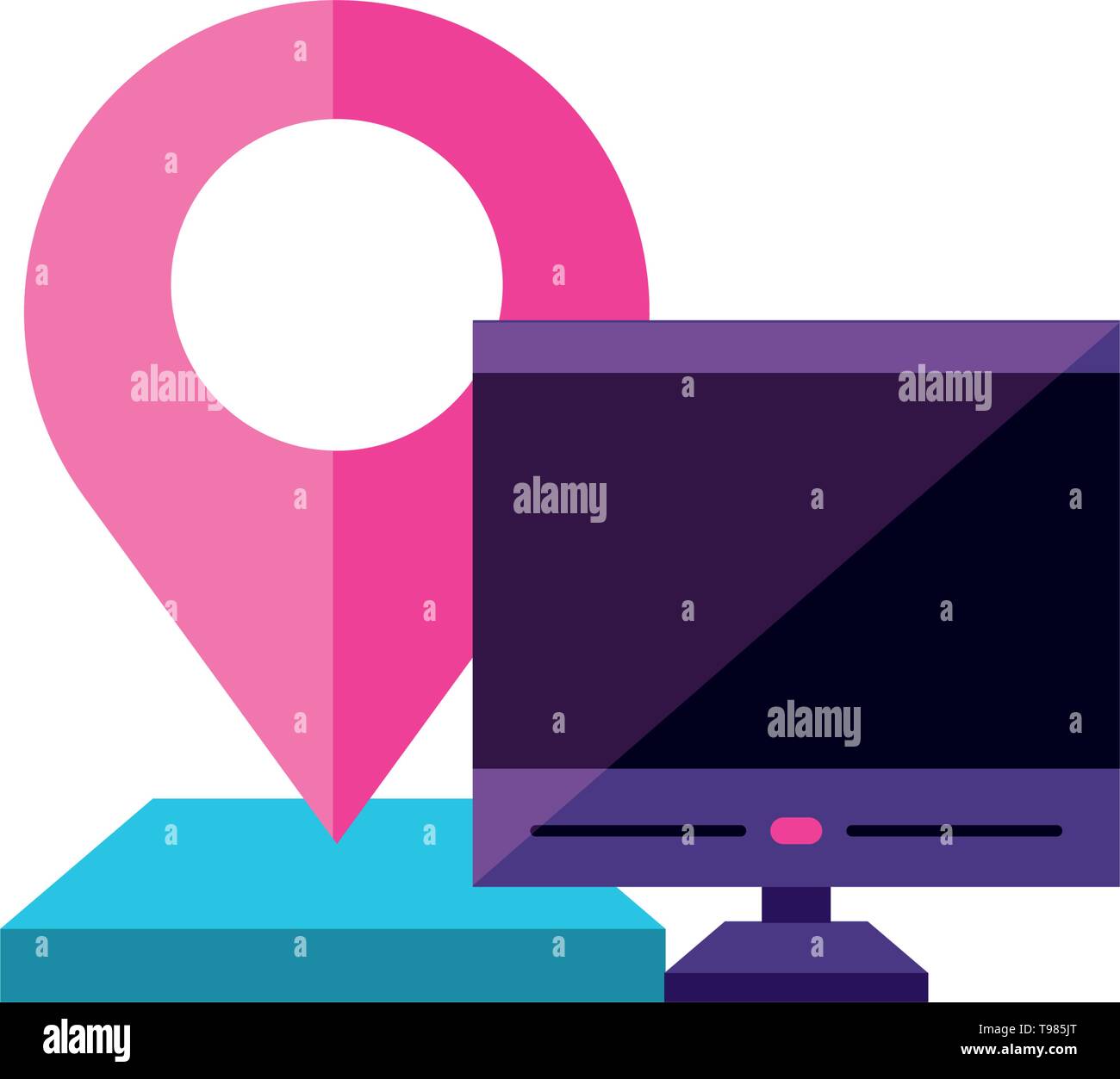desktop with pin location gps app vector illustration design Stock ...