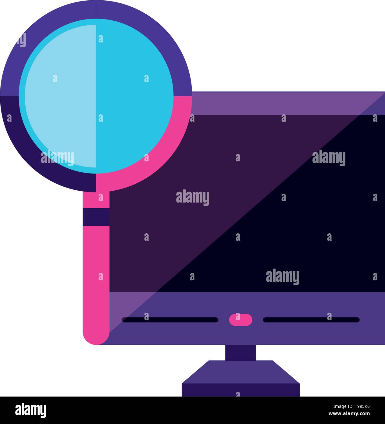 desktop with magnifying glass vector illustration design Stock Vector ...