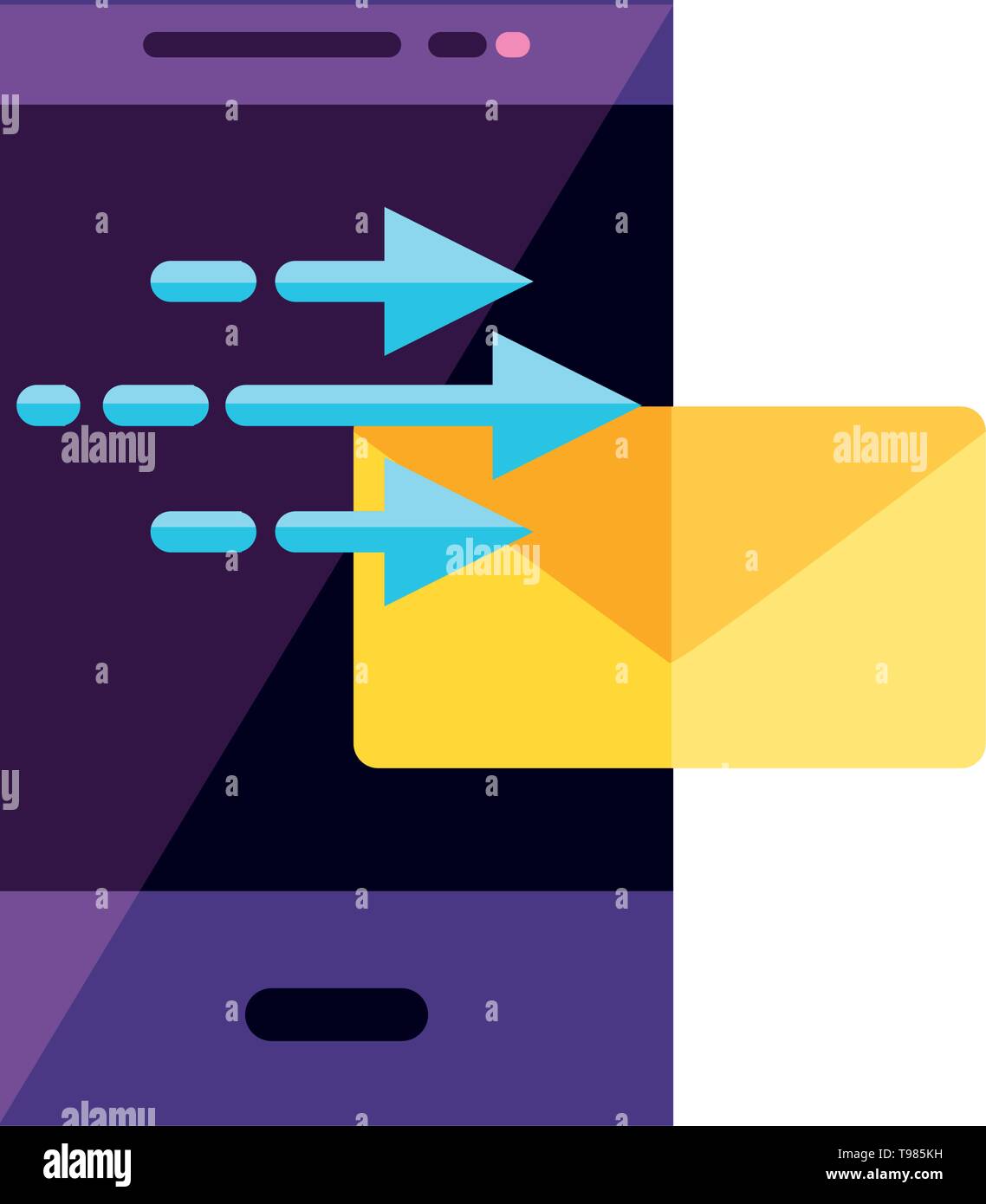 smartphone device with envelope email send vector illustration design ...