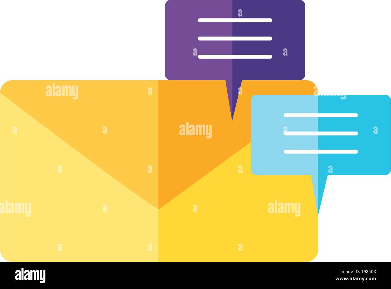 envelope mail with speech bubbles vector illustration design Stock Vector