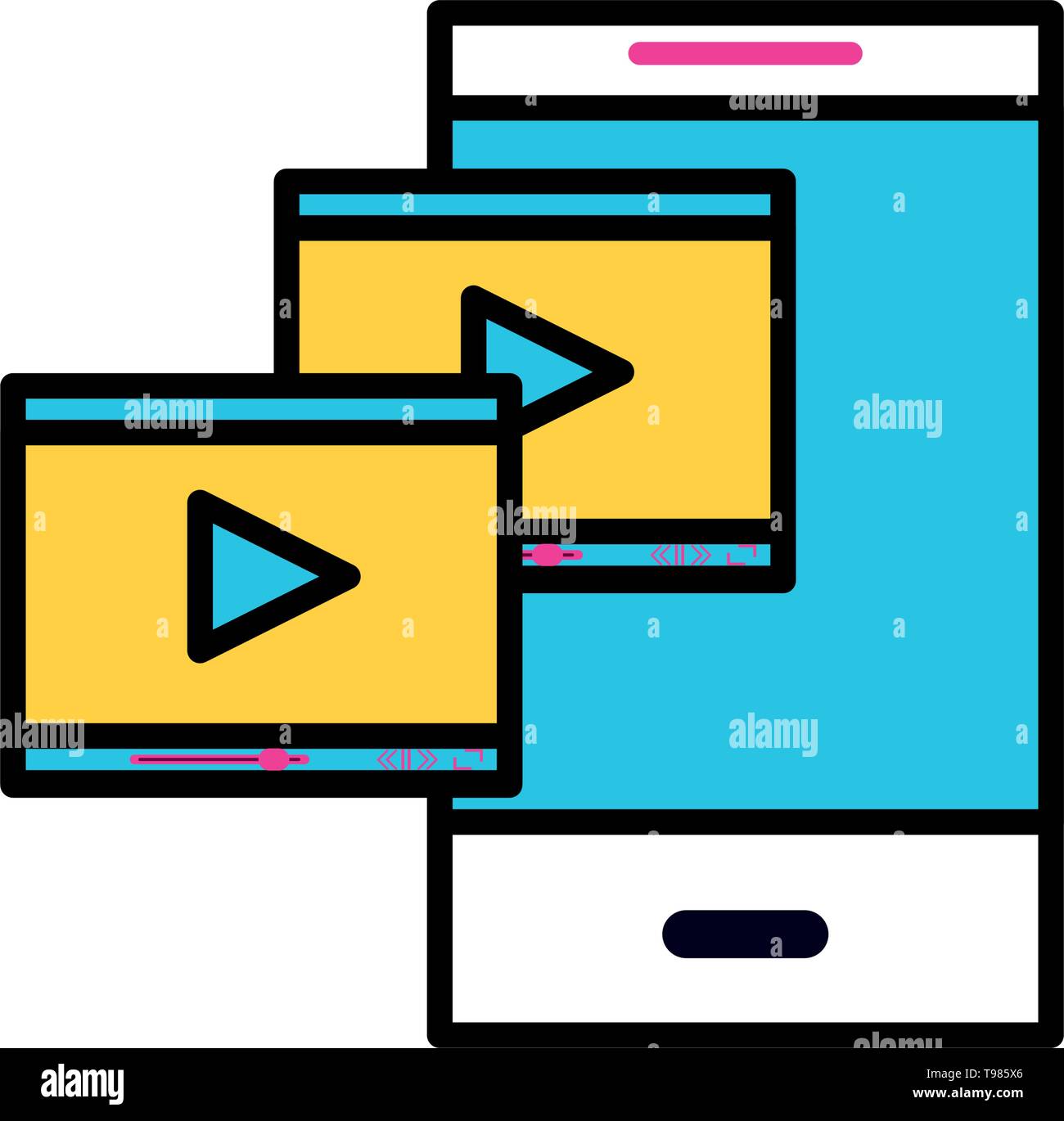 smartphone with media player video app vector illustration design Stock ...