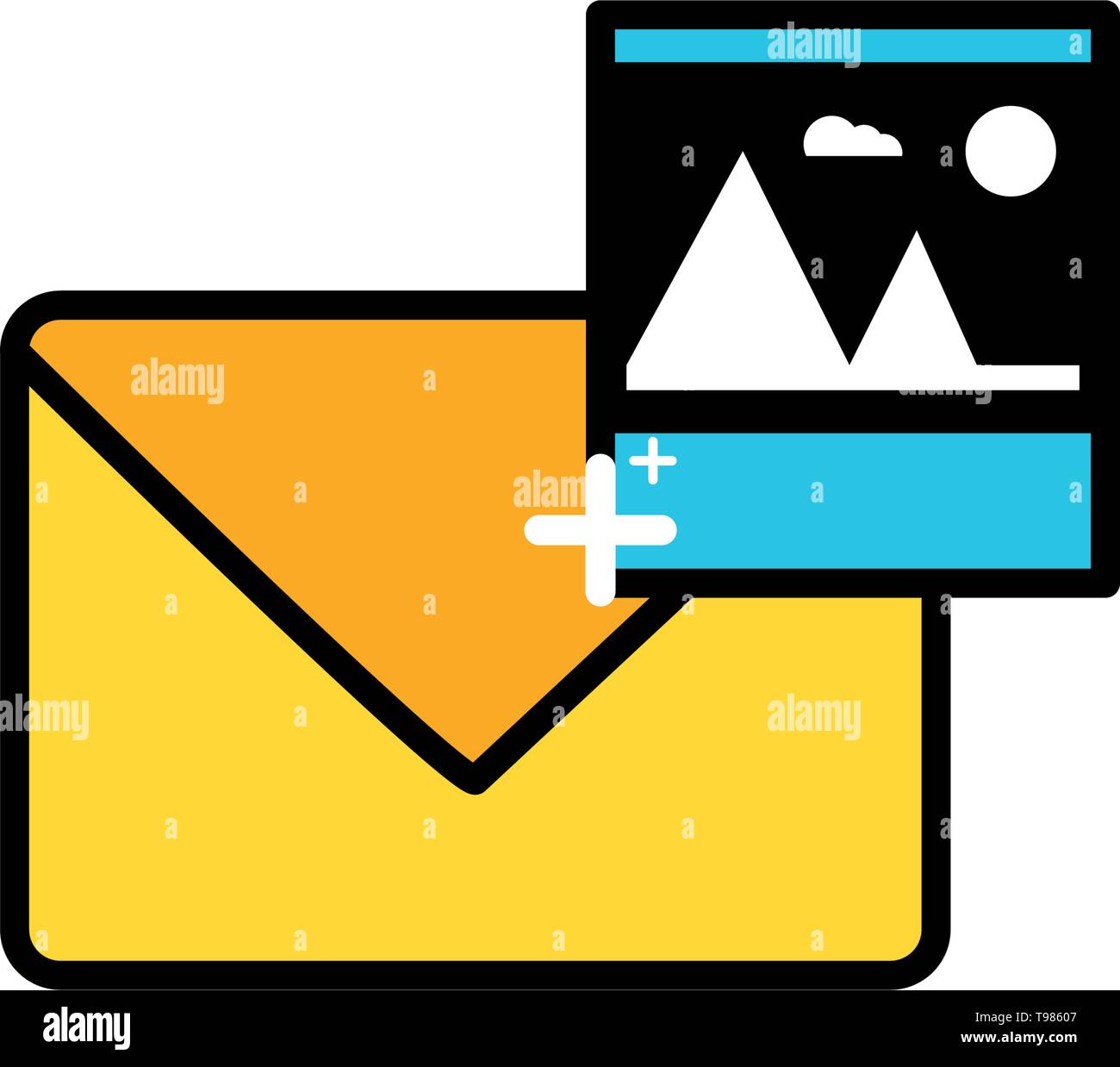 envelope mail with picture file vector illustration design Stock Vector ...