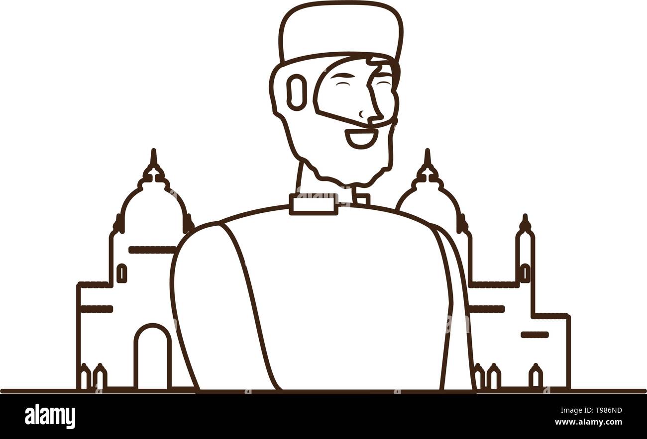 Men Mosque Vector islamic man with beard and mosque building vector illustration design ...