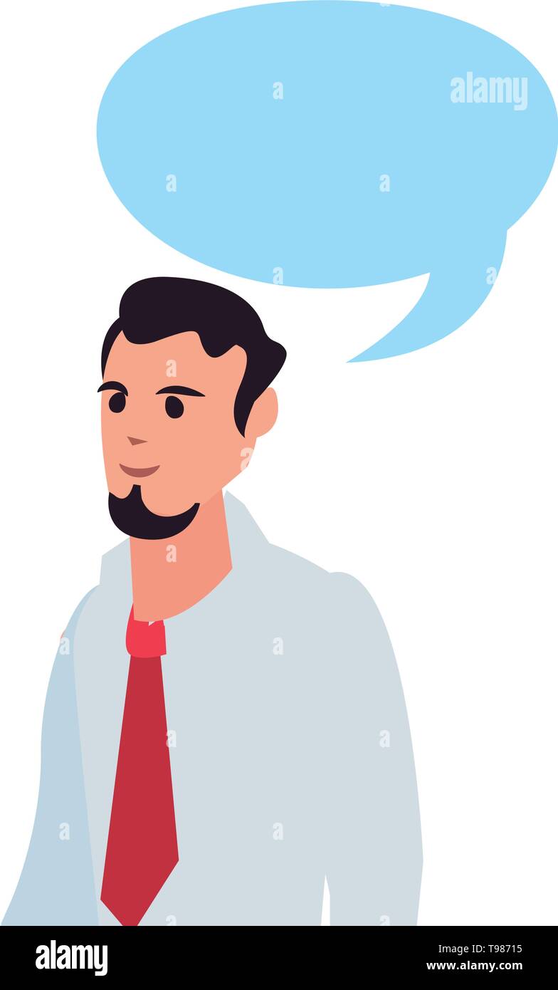 businessman portrait speech bubble character on white background vector ...