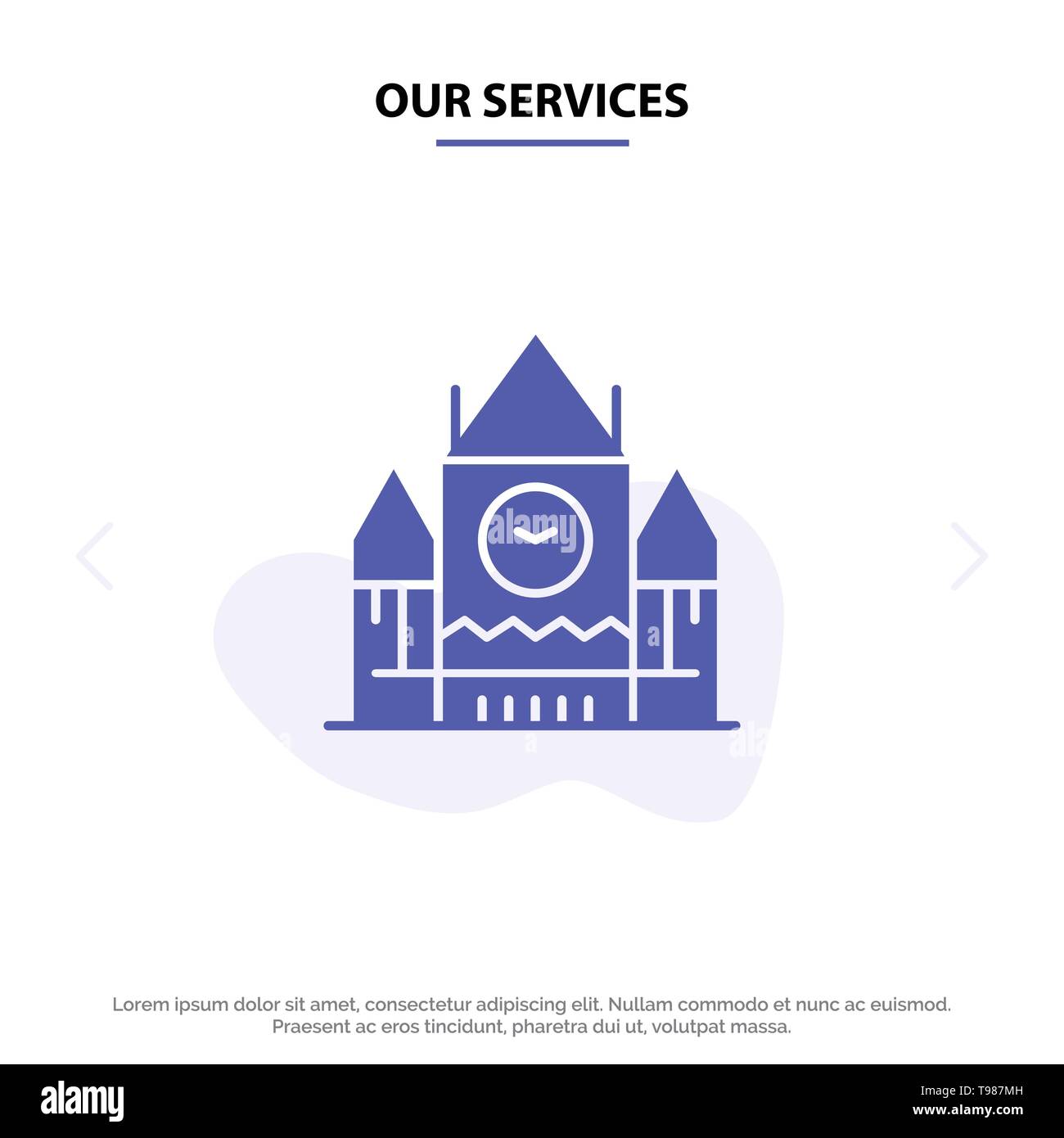 Our Services Canada, Centre Block, Government, Landmark Solid Glyph Icon Web card Template Stock Vector