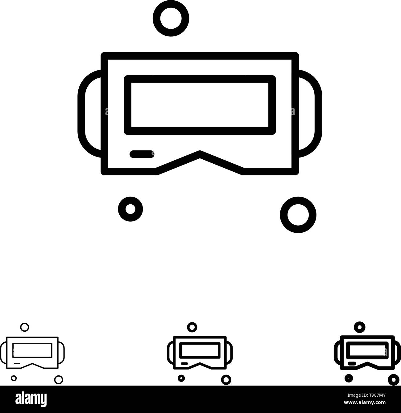 Device, Glasses, Google Glass, Smart Bold and thin black line icon set