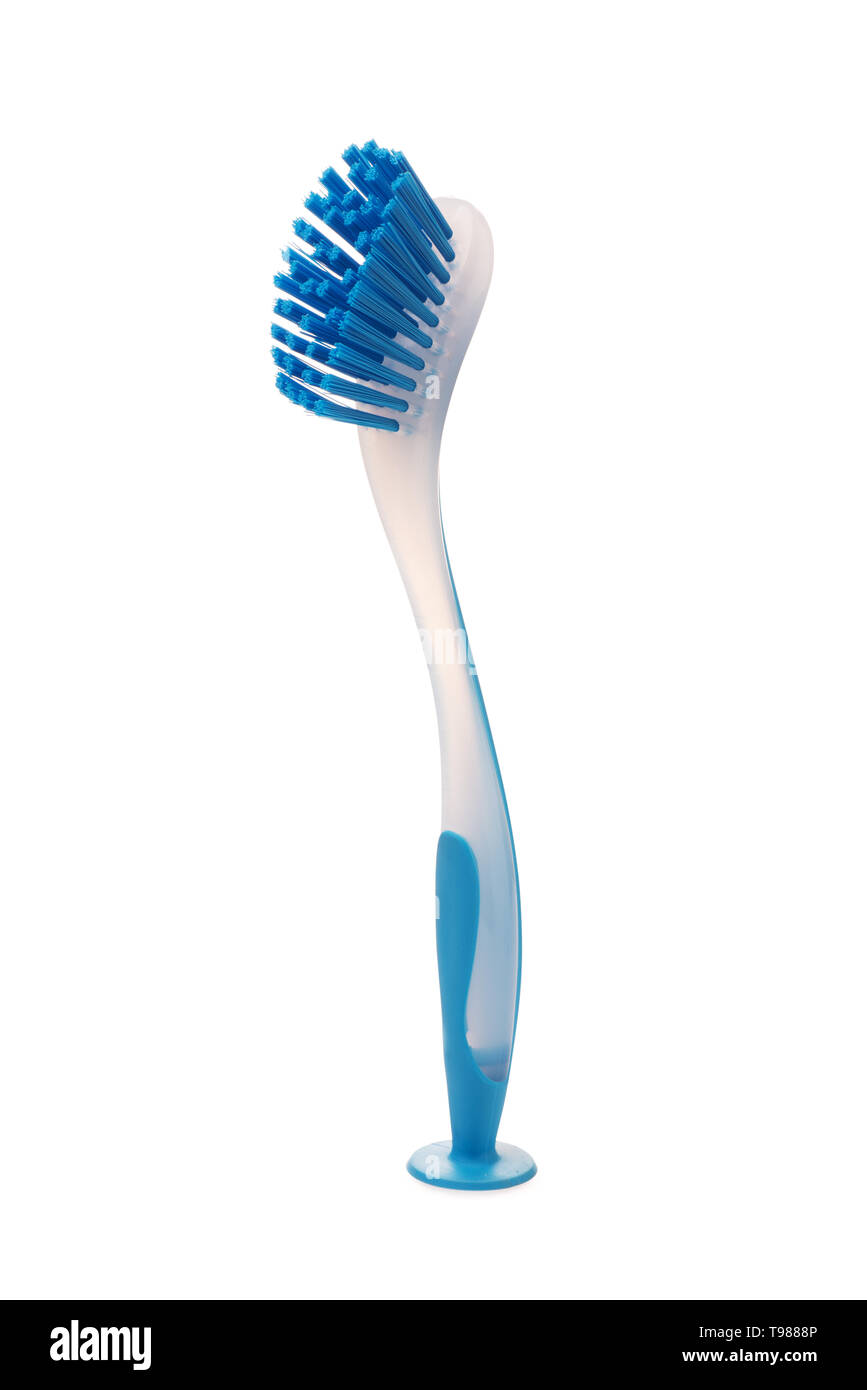 Blue cleaning brush isolated on white background Stock Photo - Alamy