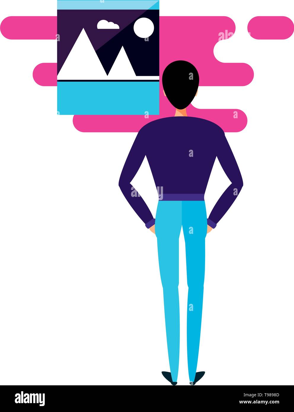 young man with picture file format vector illustration design Stock ...