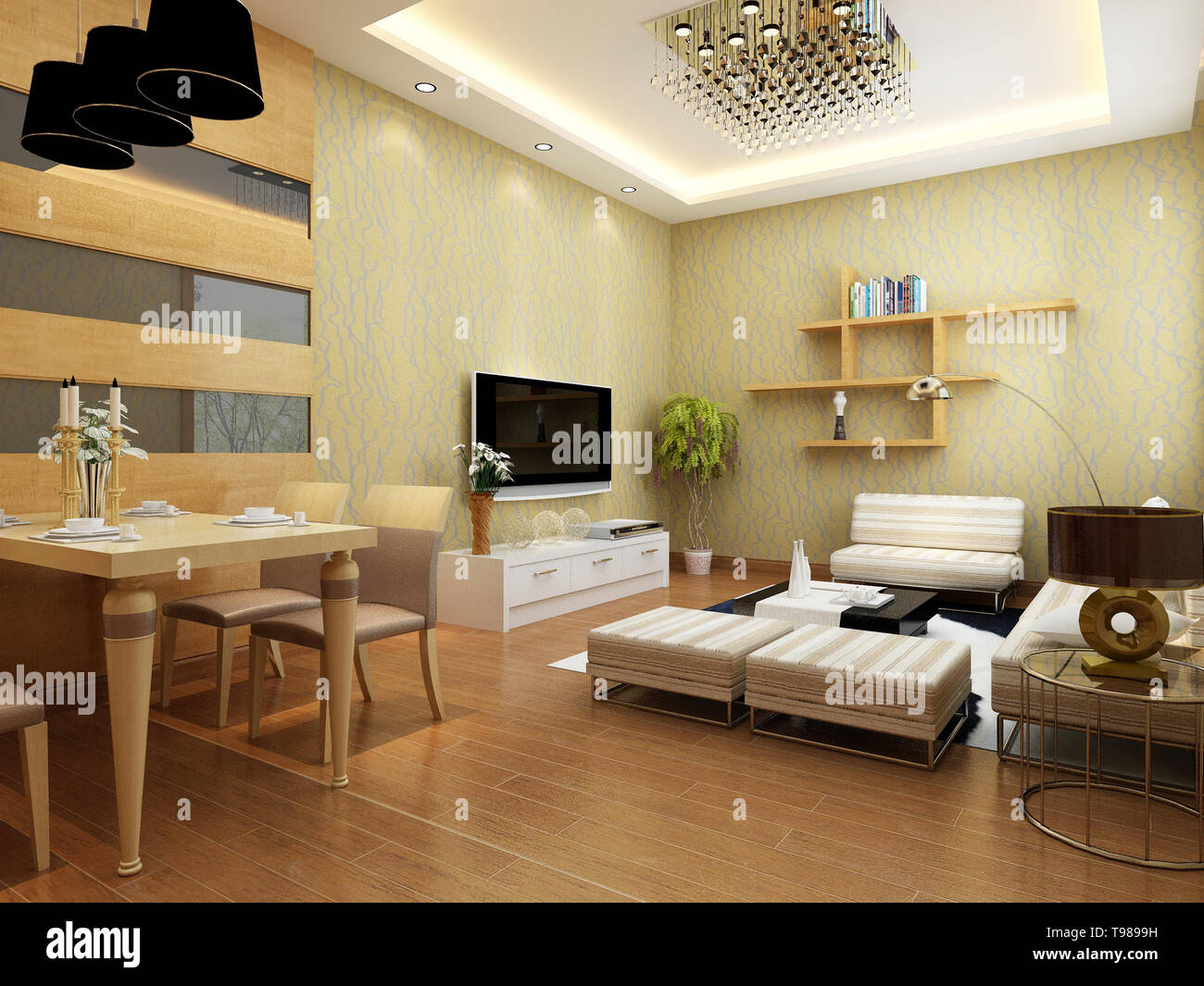 home interior 3d rendering Stock Photo - Alamy