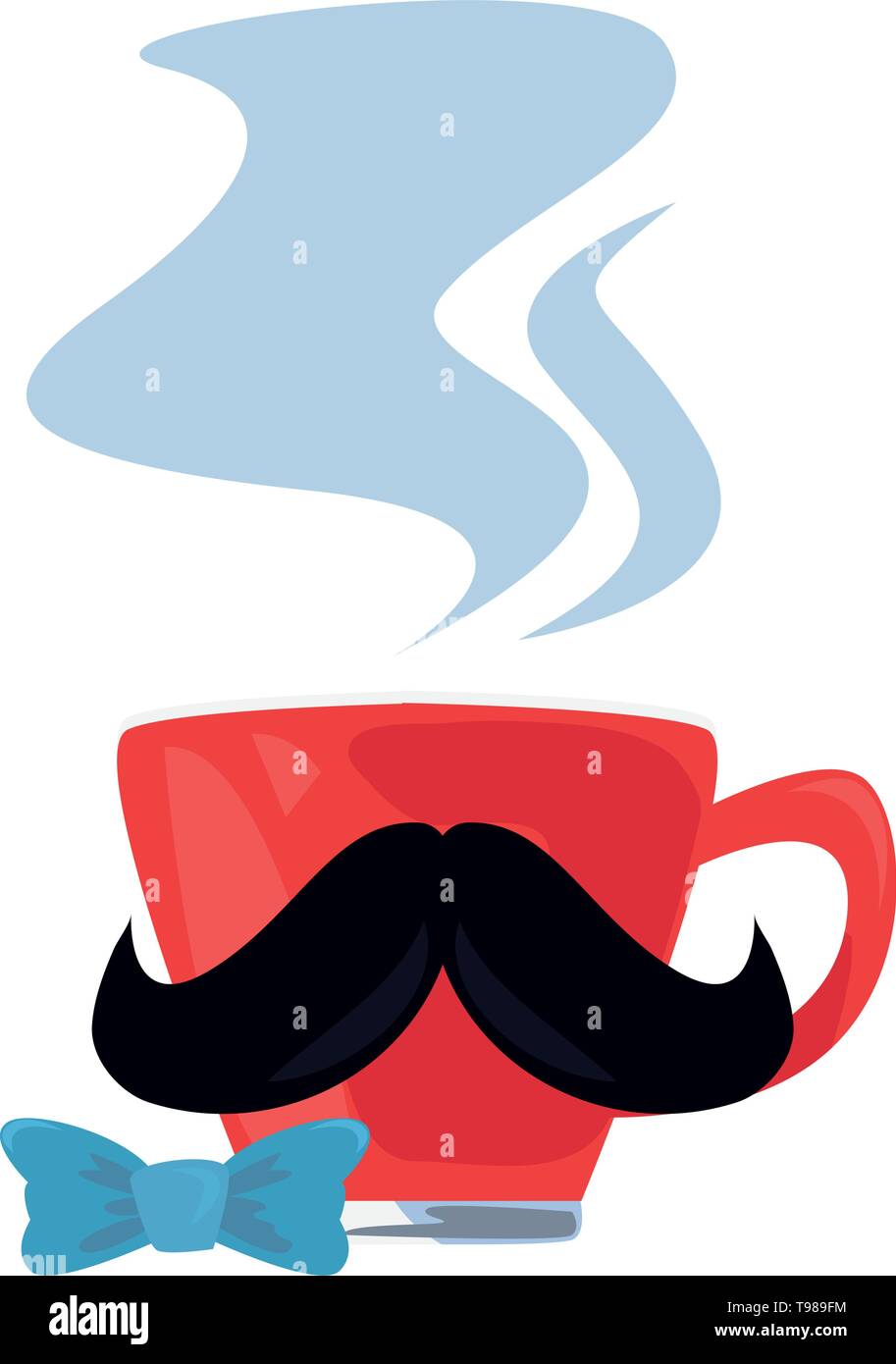 coffee cup mustache bow tie happy fathers day vector illustration Stock ...