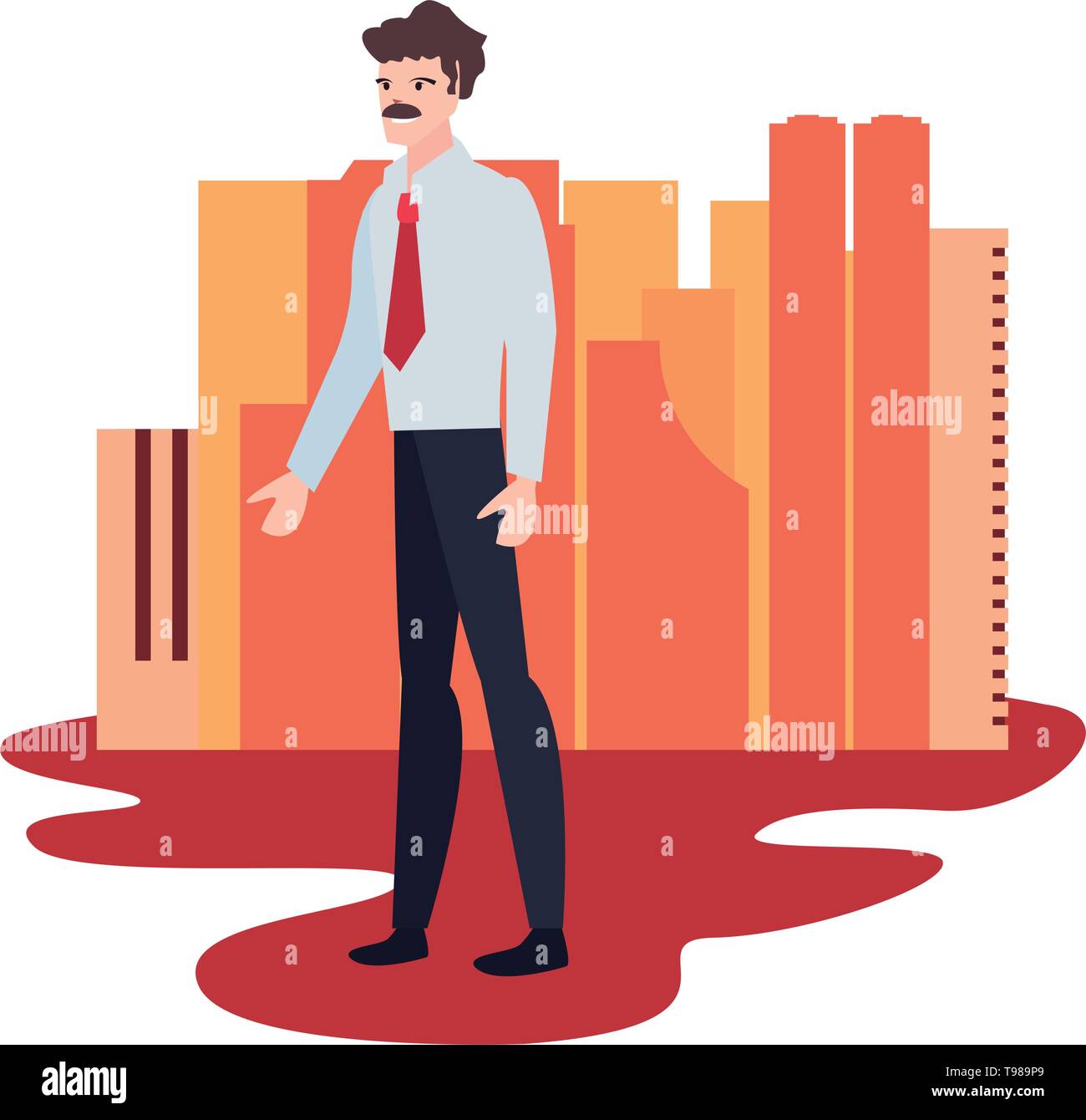businessman standing city street background vector illustration Stock ...