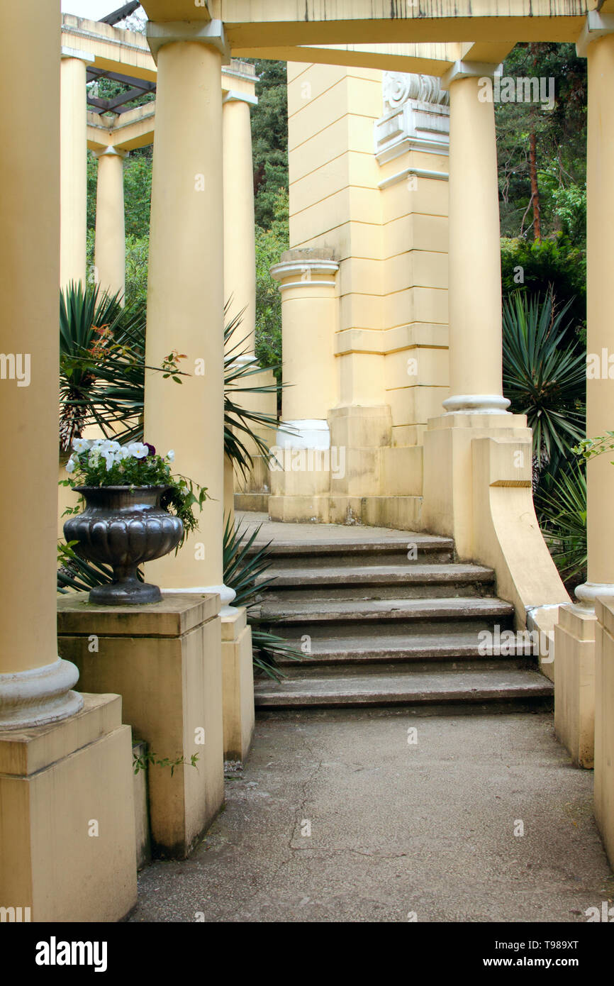 The entrance to the old rotunda, standing in a tropical park. Stock Photo