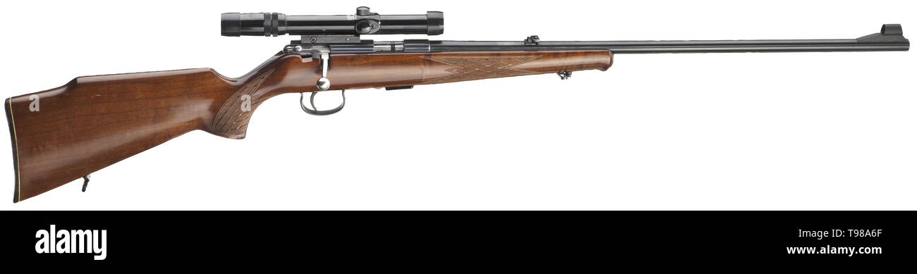 Civil long arms, modern systems, small-bore rifle Anschuetz model 1415/16, repeater, with scope calibre 22 lr, number 995352, Additional-Rights-Clearance-Info-Not-Available Stock Photo