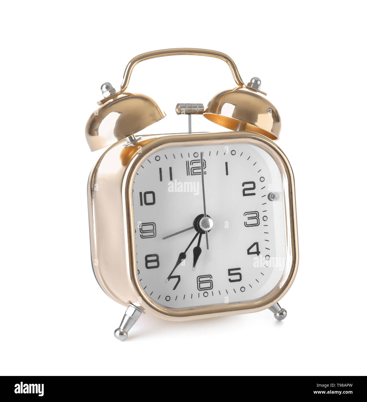 Alarm clock on white background Stock Photo - Alamy