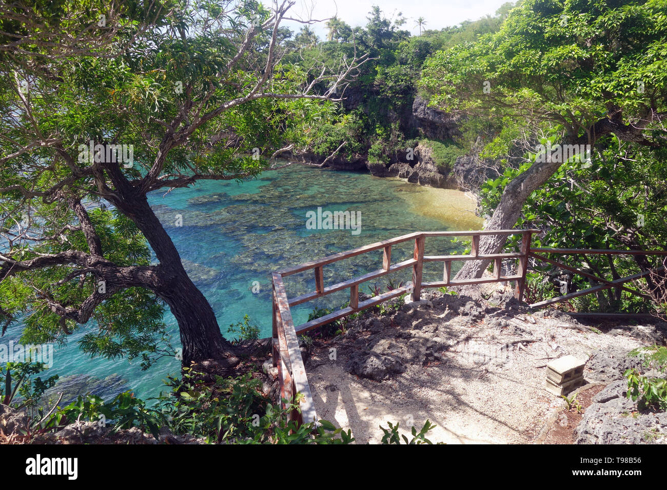 View over fringing reefs from Top Rock, Saama village, Efate, Vanuatu. No PR Stock Photo
