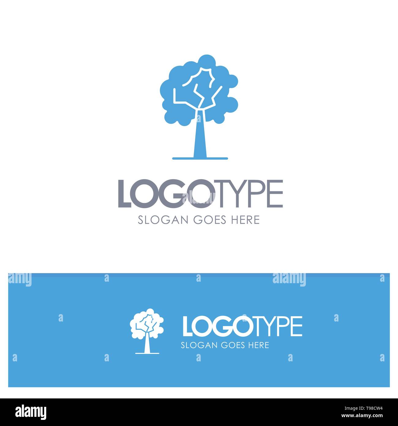 Tree, Plant, Growth Blue Solid Logo with place for tagline Stock Vector