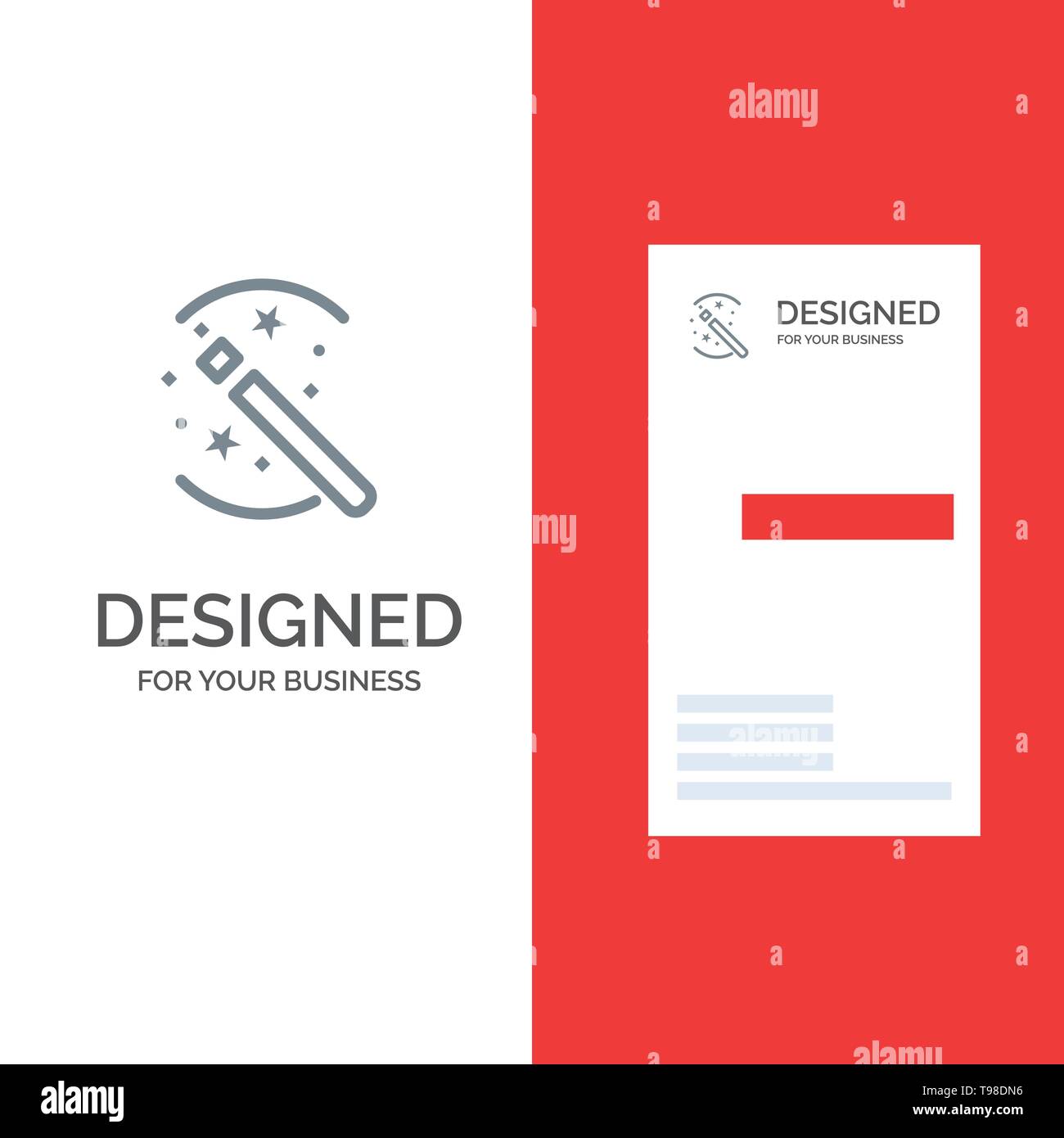 Tricks, Solution, Magic, Stick Grey Logo Design and Business Card
