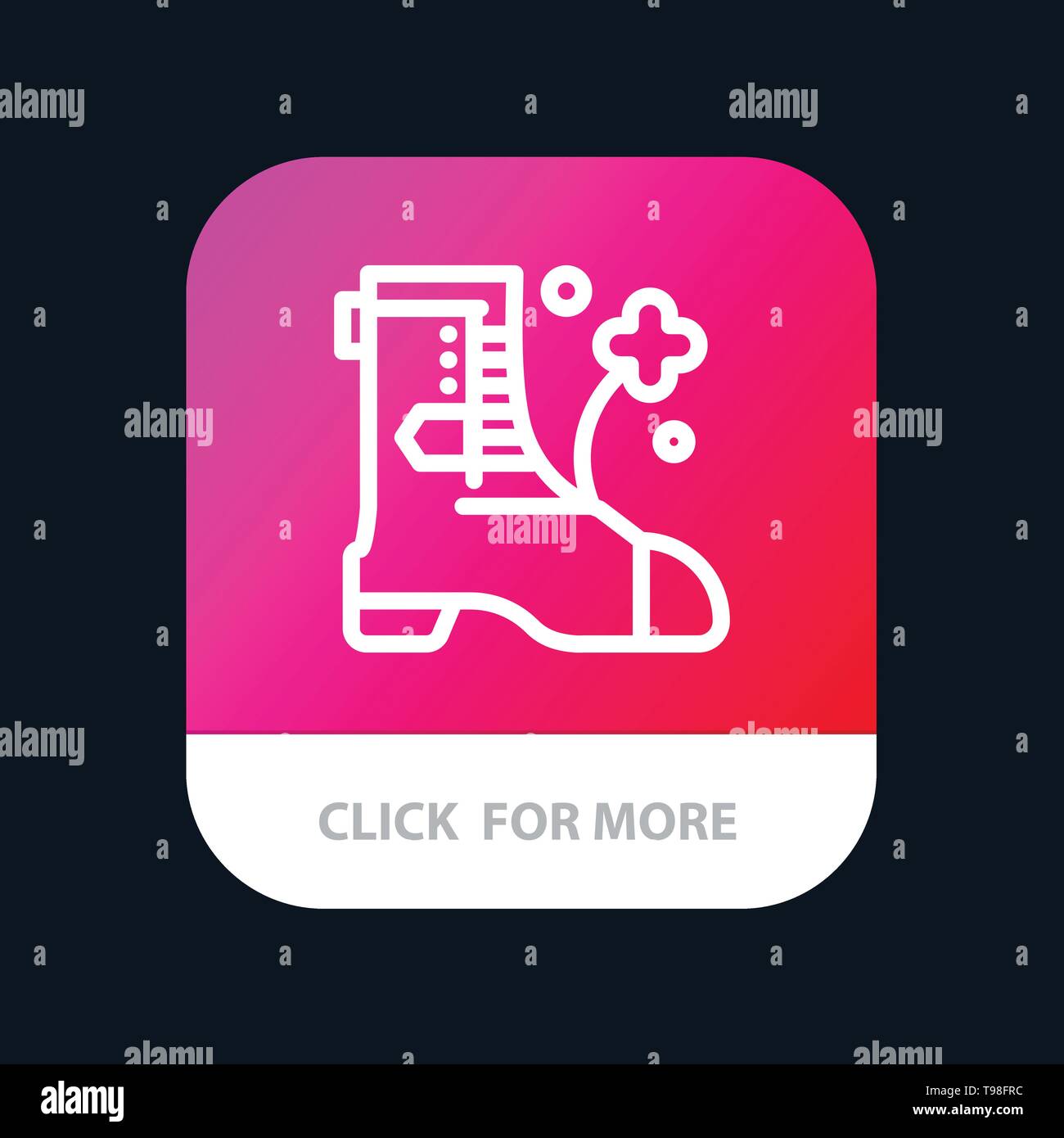 Shoes, Boot, Ireland Mobile App Button. Android and IOS Line Version