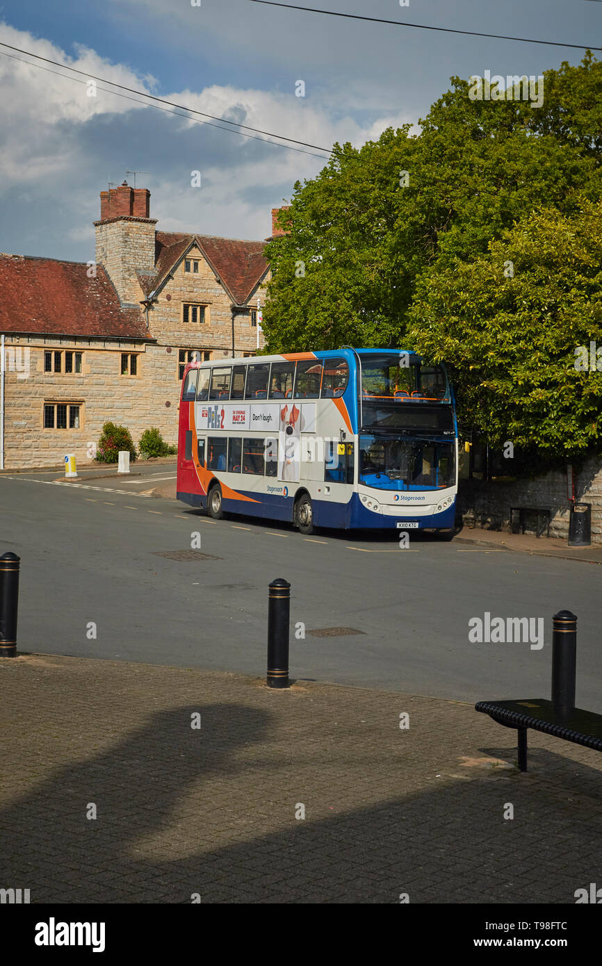 Local bus in BidfordonAvon village centre, Alcester, Warwickshire
