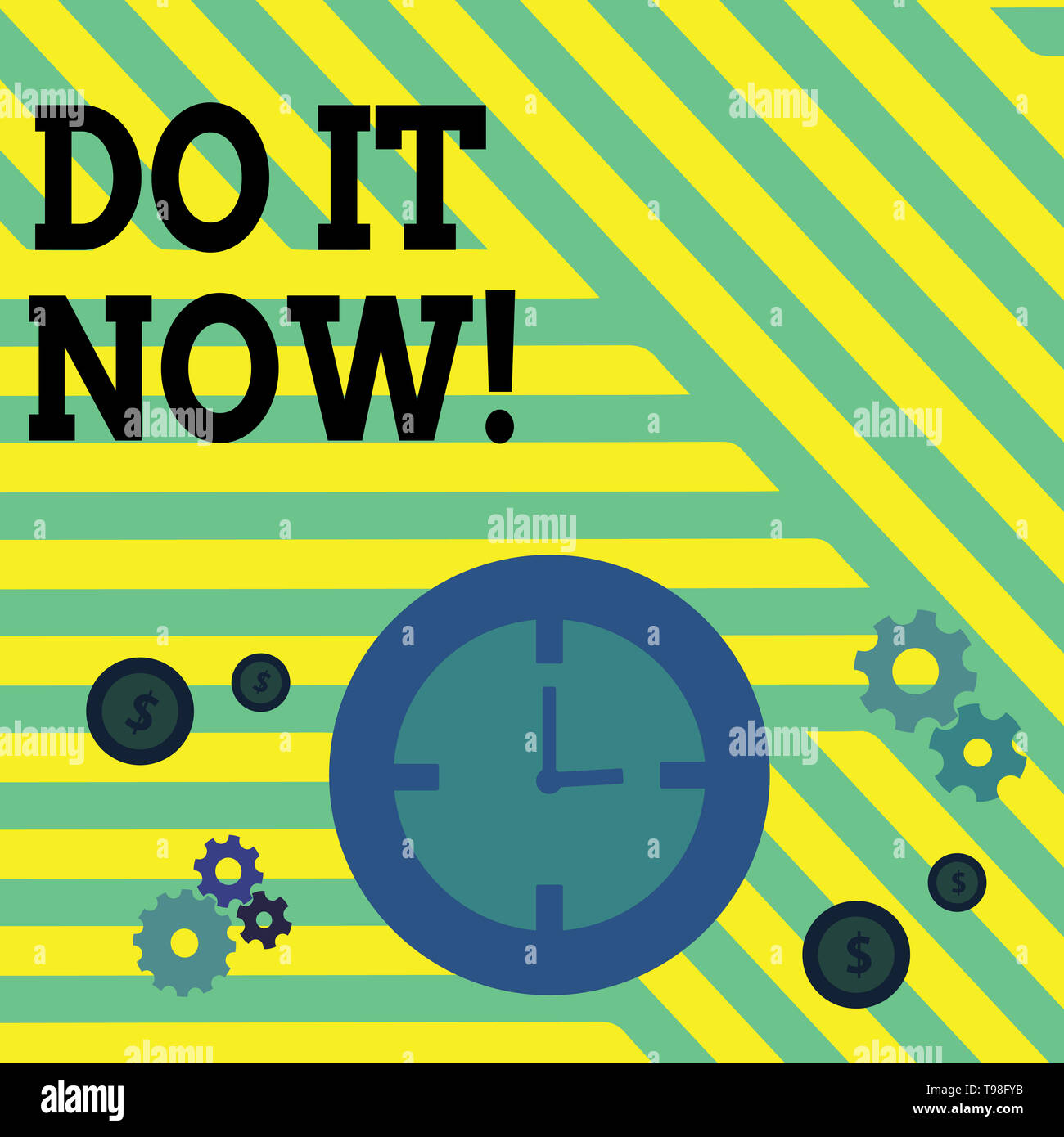 Conceptual Hand Writing Showing Do It Now Concept Meaning Not Hesitate And Start Working Or Doing Stuff Right Away Time Management Icons Of Clock Co Stock Photo Alamy