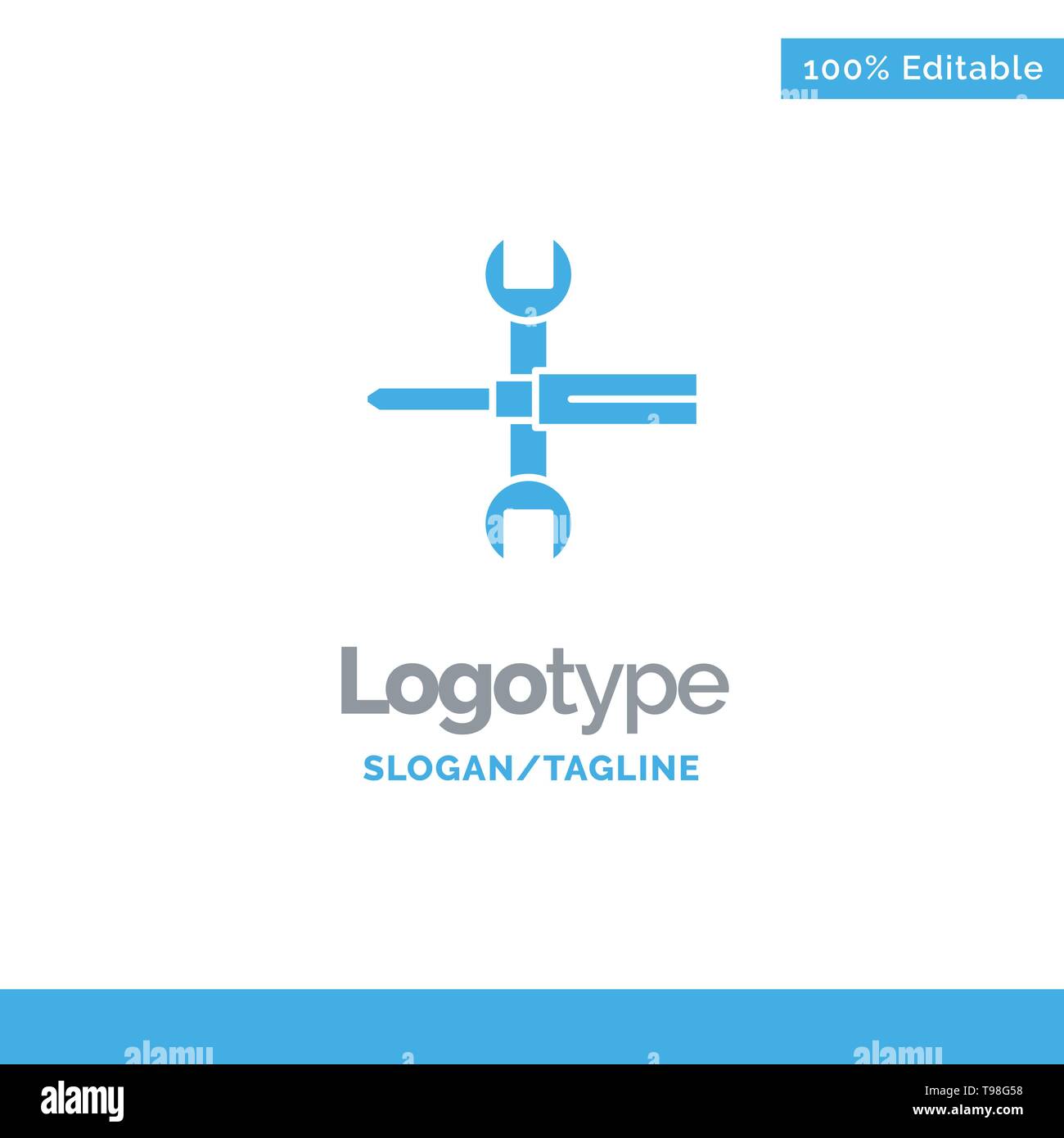 Settings, Controls, Screwdriver, Spanner, Tools, Wrench Blue Solid Logo