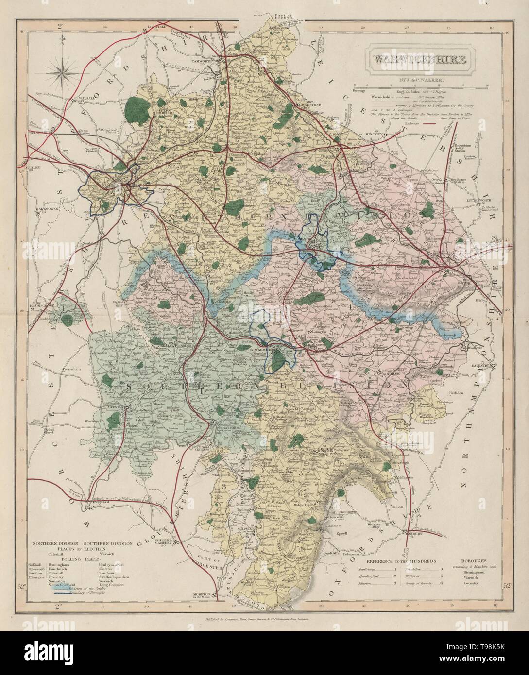 Warwickshire map 19th century hi-res stock photography and images - Alamy