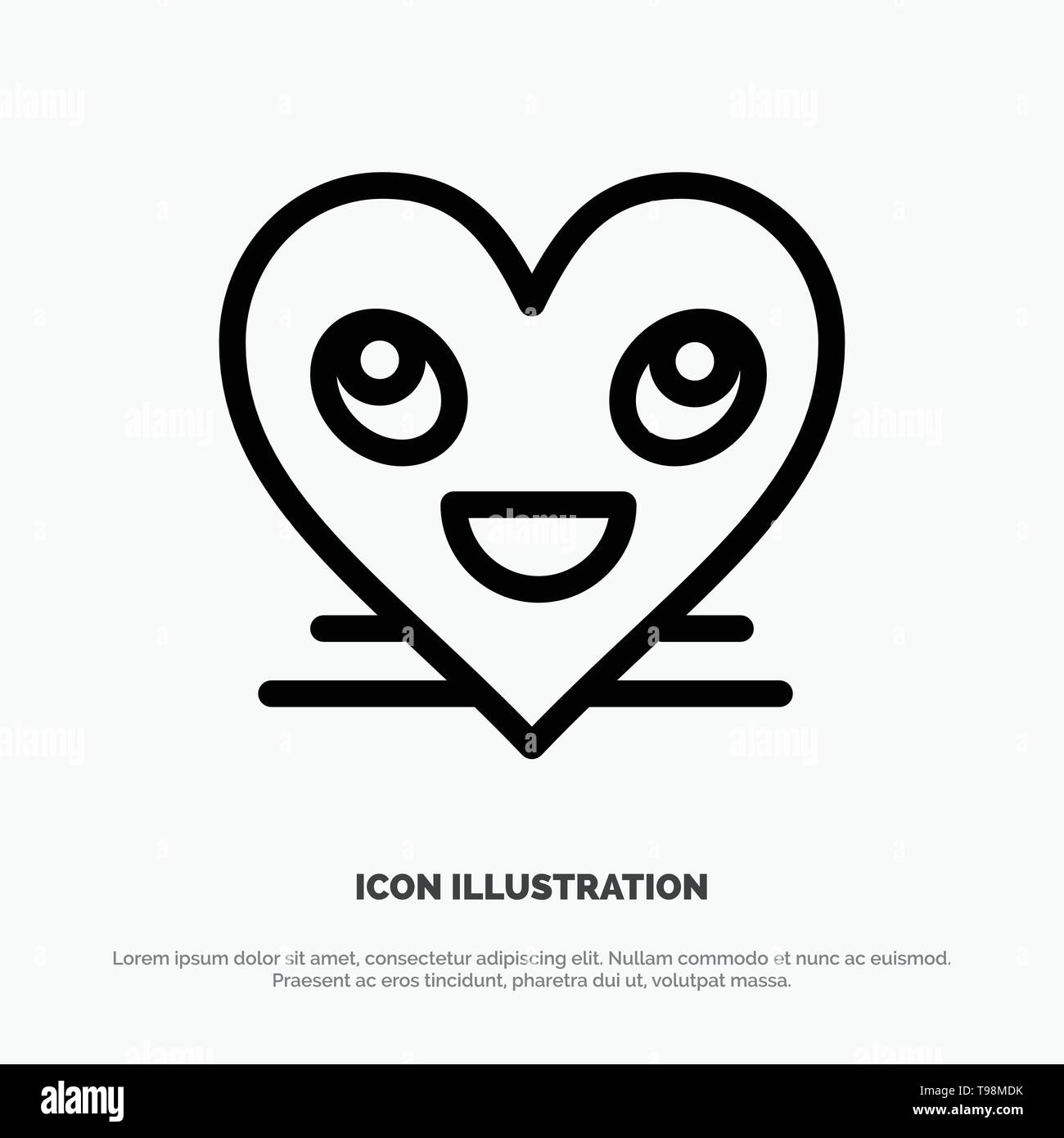 Heart, Emojis, Smiley, Face, Smile Line Icon Vector Stock Vector Image