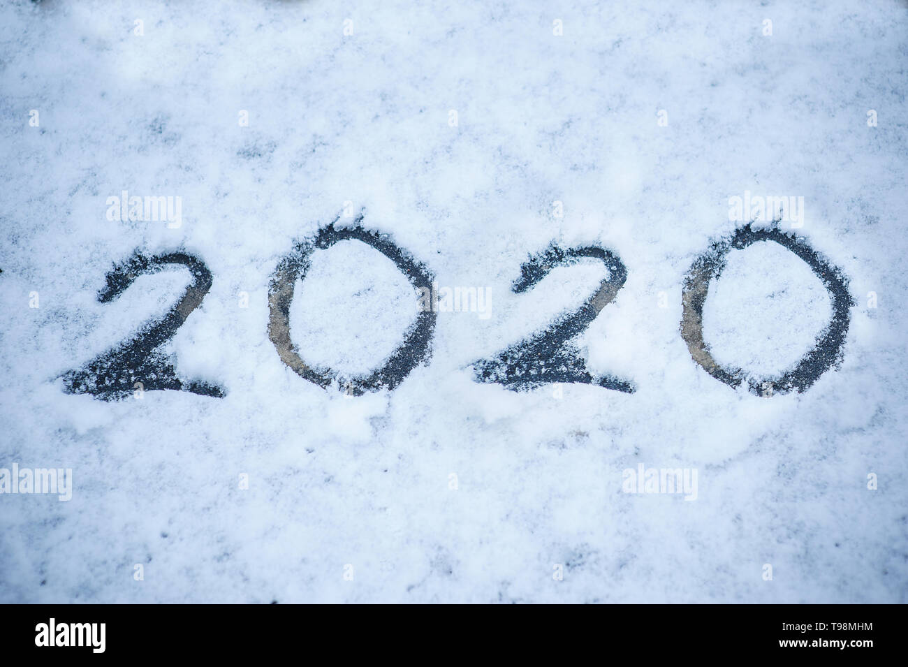inscription on the snow 2020. Christmas holiday background Stock Photo