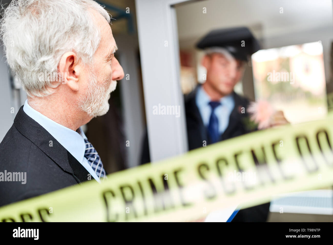 Police at forensics at the scene after a crime Stock Photo
