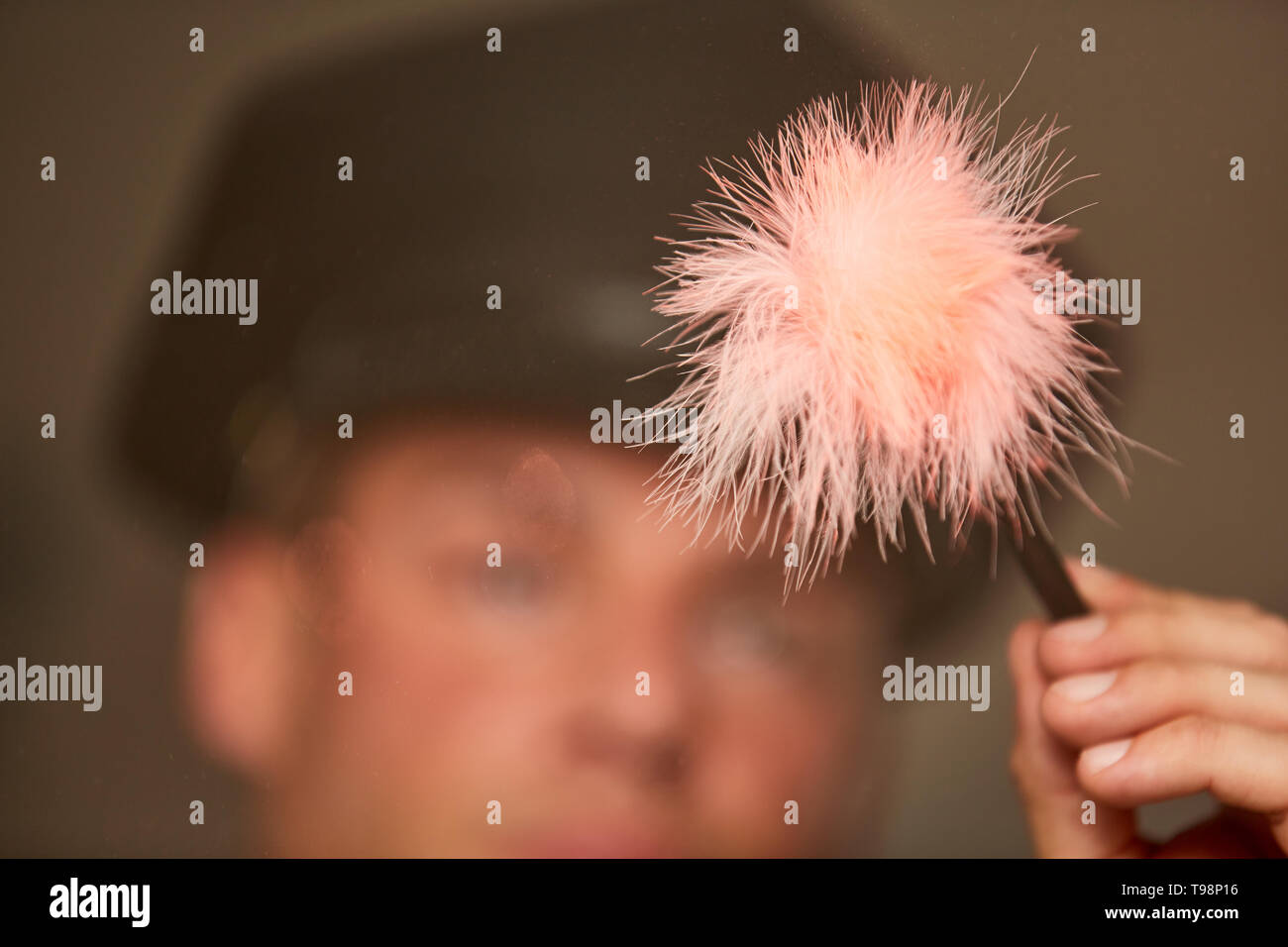 Fingerprint on window find at forensics Stock Photo