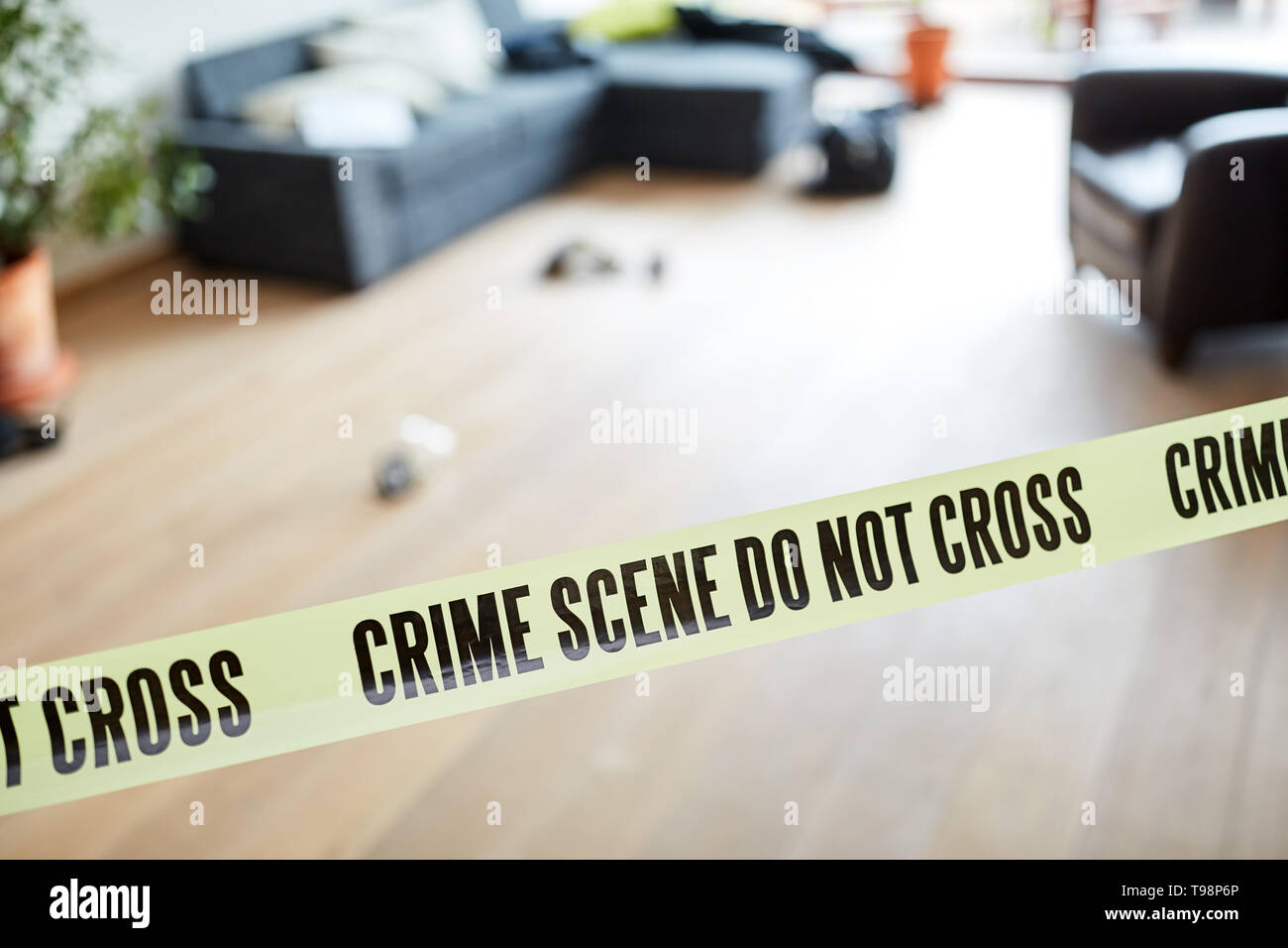 Crime scene Locking up the police after crimes in a house Stock Photo