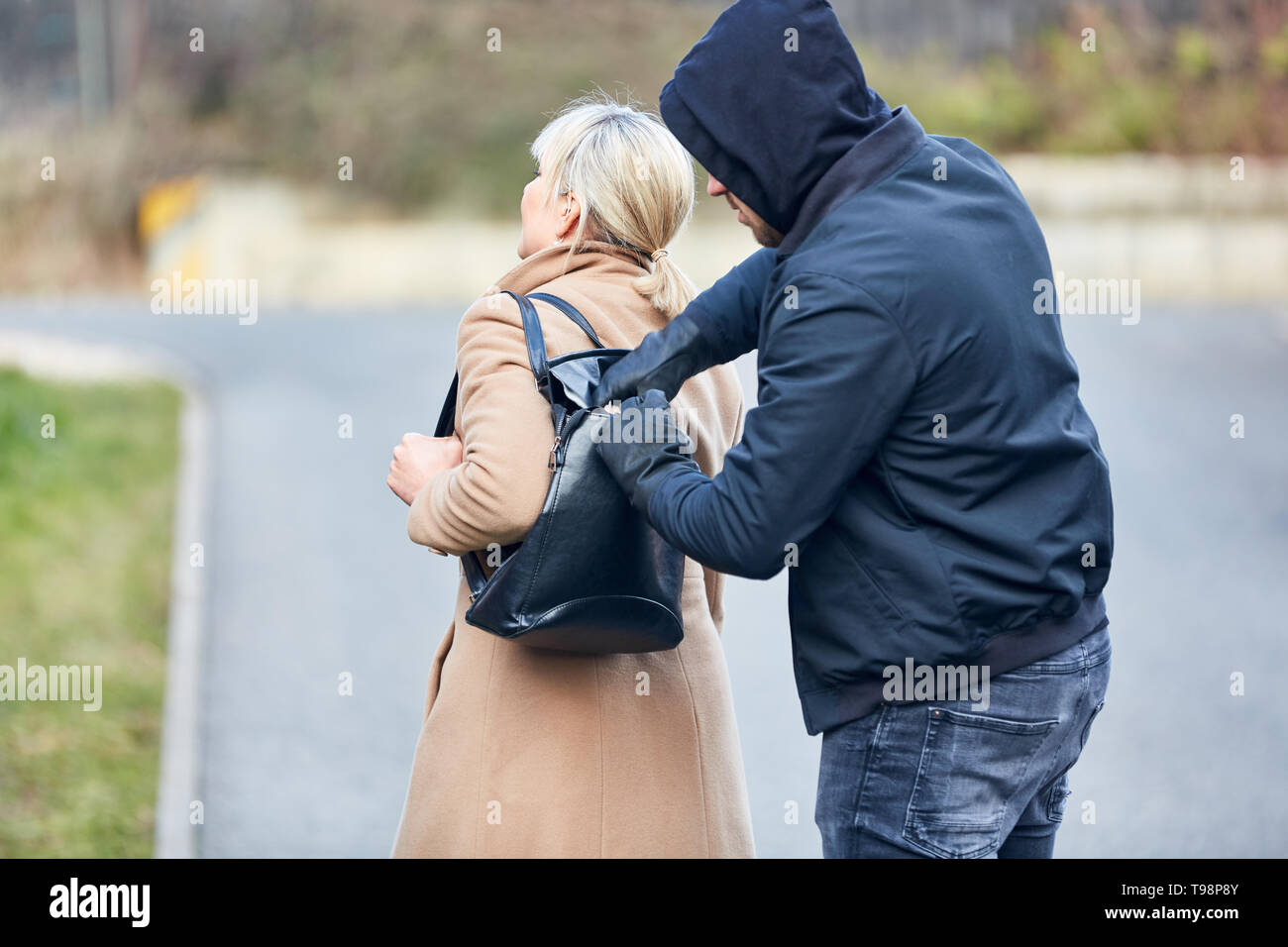Thief stealing purse from a purse Stock Photo Alamy