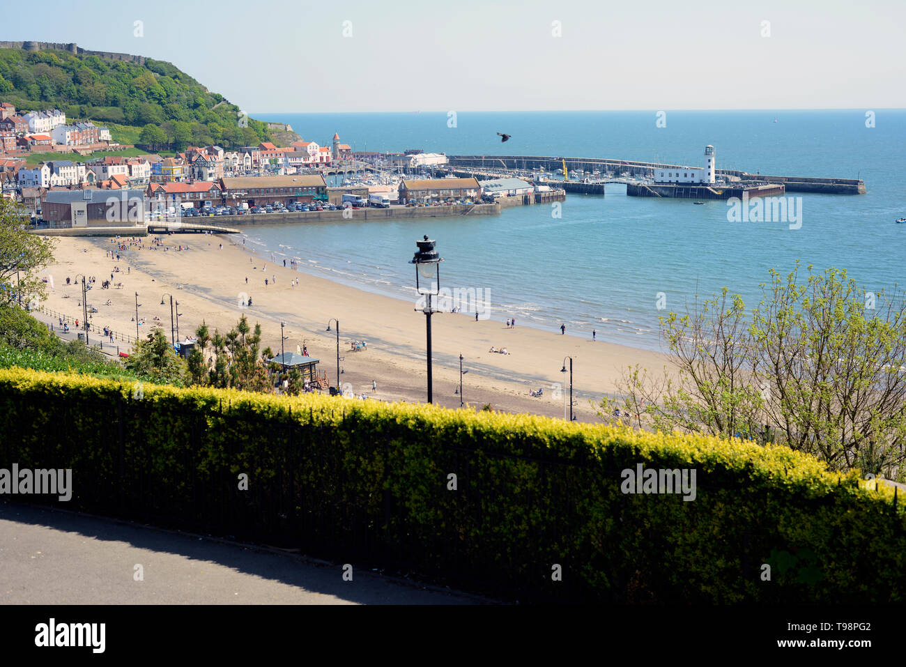 Scarborough harbour and bay Stock Photo Alamy
