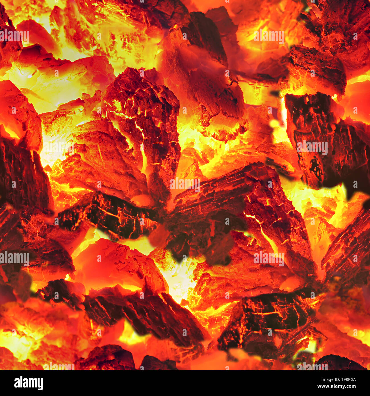 Seamless texture tile of fire embers and ashes Stock Photo