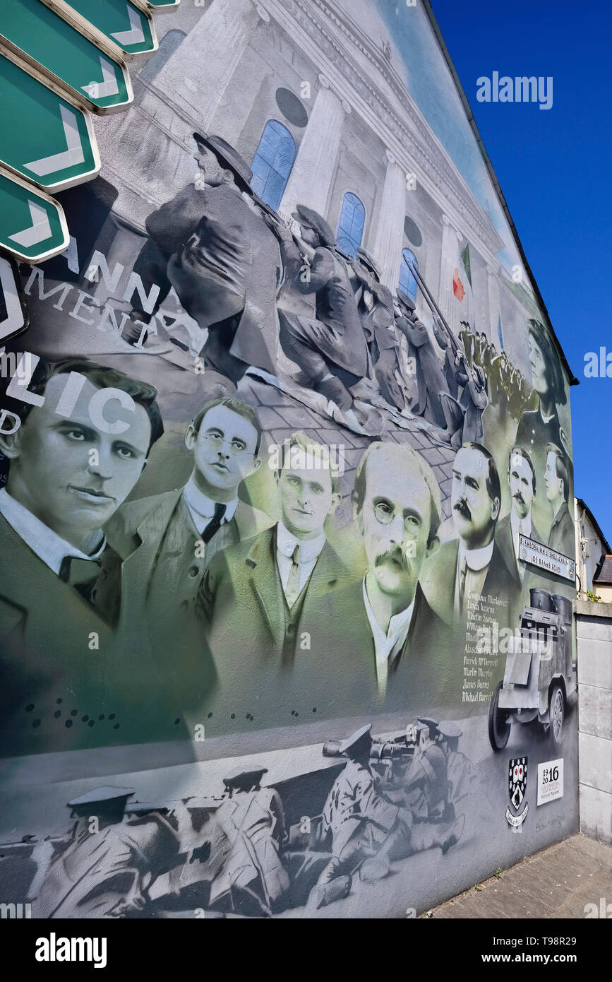 Ireland, County Sligo, Sligo town, Wall mural commemorating the 100th ...