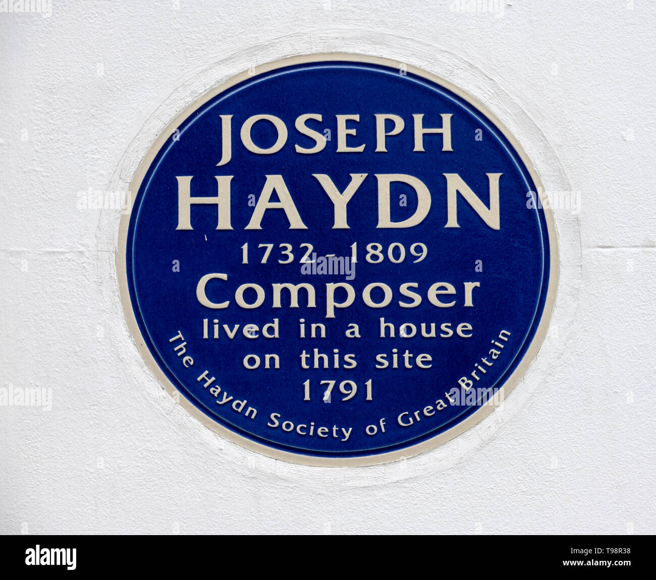 Blue heritage plaque for Joseph Haydn composer 1732-1809 at 18 Great Pulteney Street, Soho, Westminster, London, England, UK Stock Photo