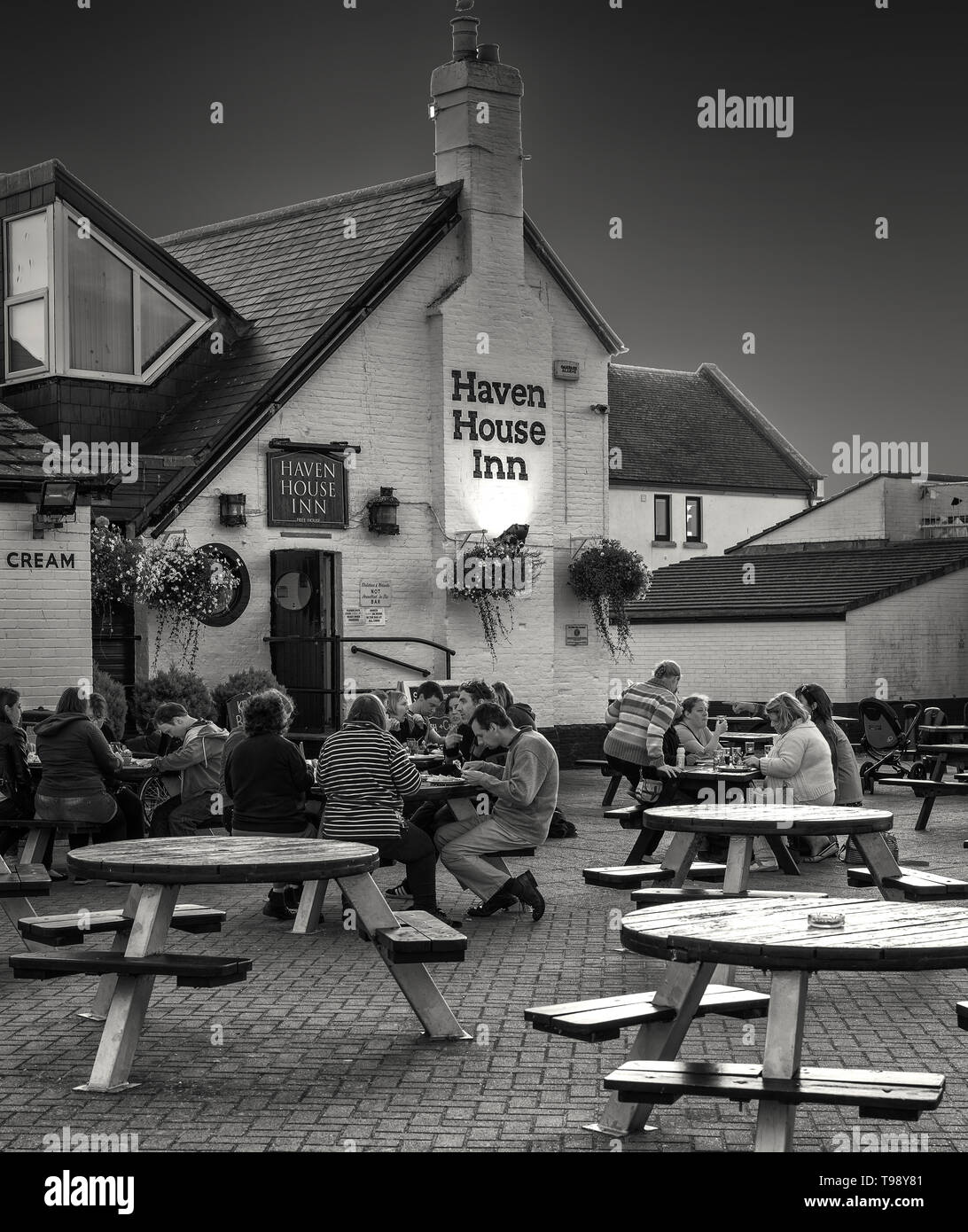 The Haven House pub public house on Mudeford Quay early evening Stock