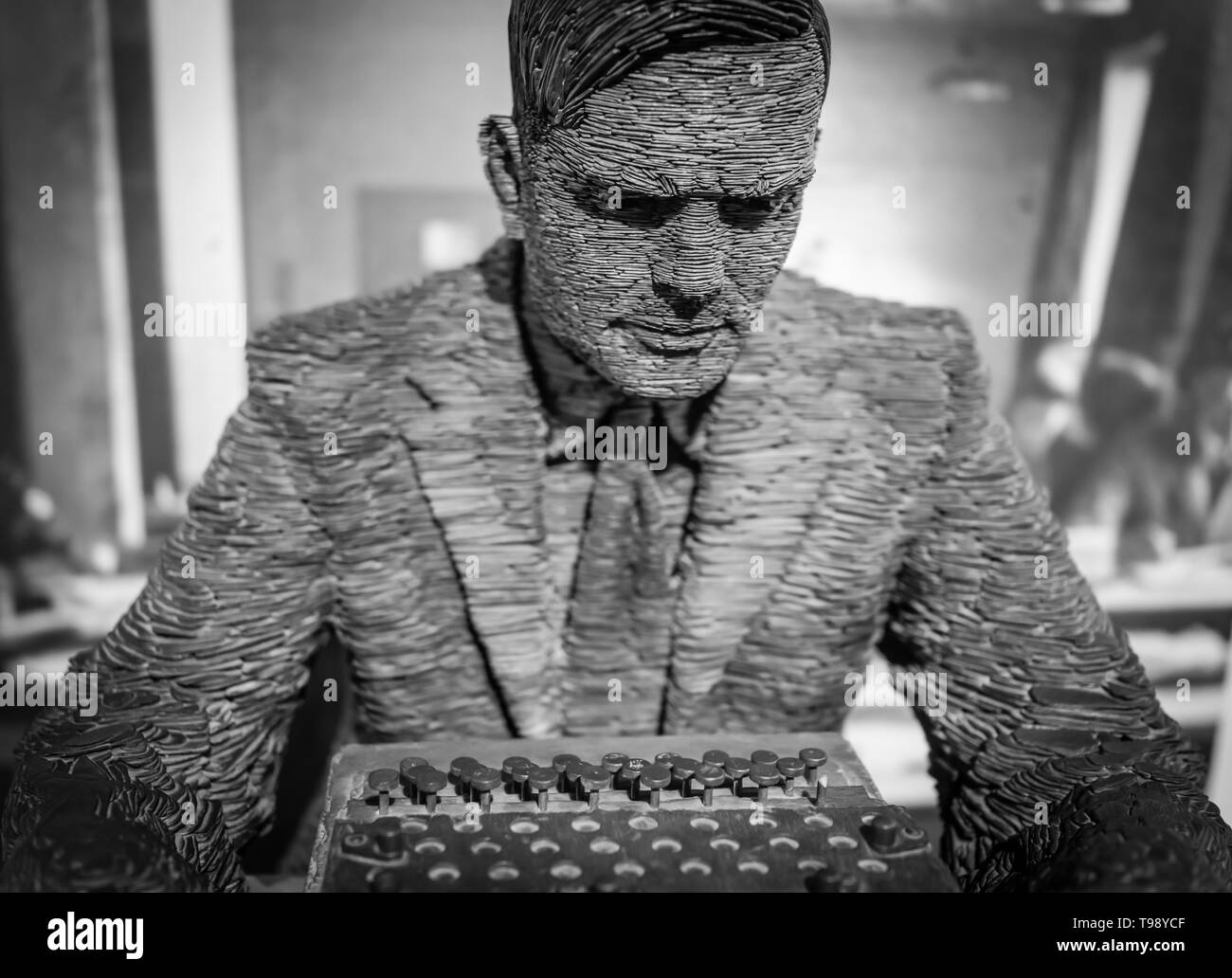 Bust of Alan Turing at Bletchley Park museum Stock Photo