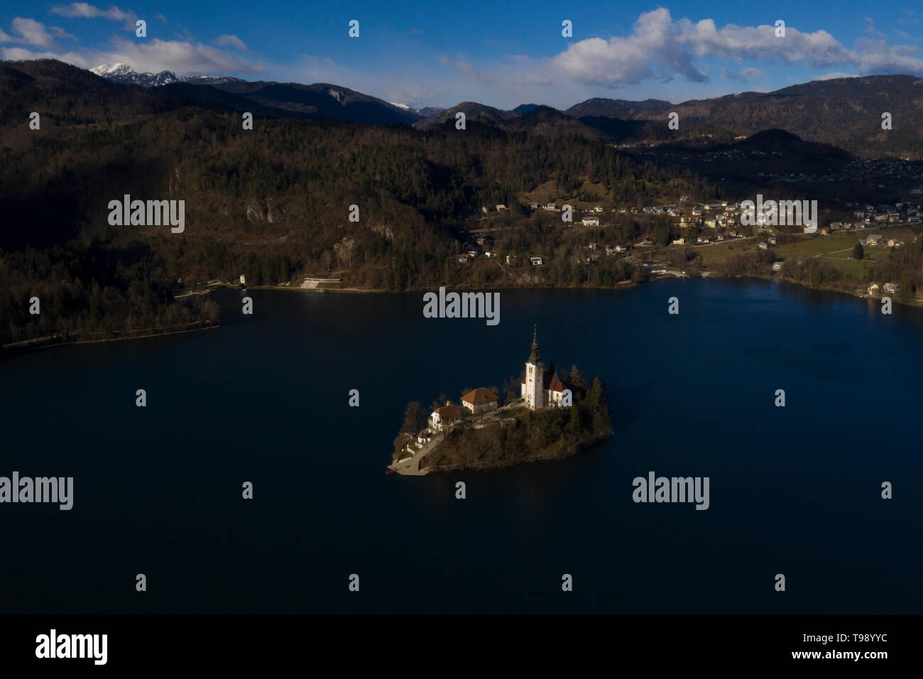 Marienkirche on a small island of Lake Bled, Bled, Slovenia Stock Photo