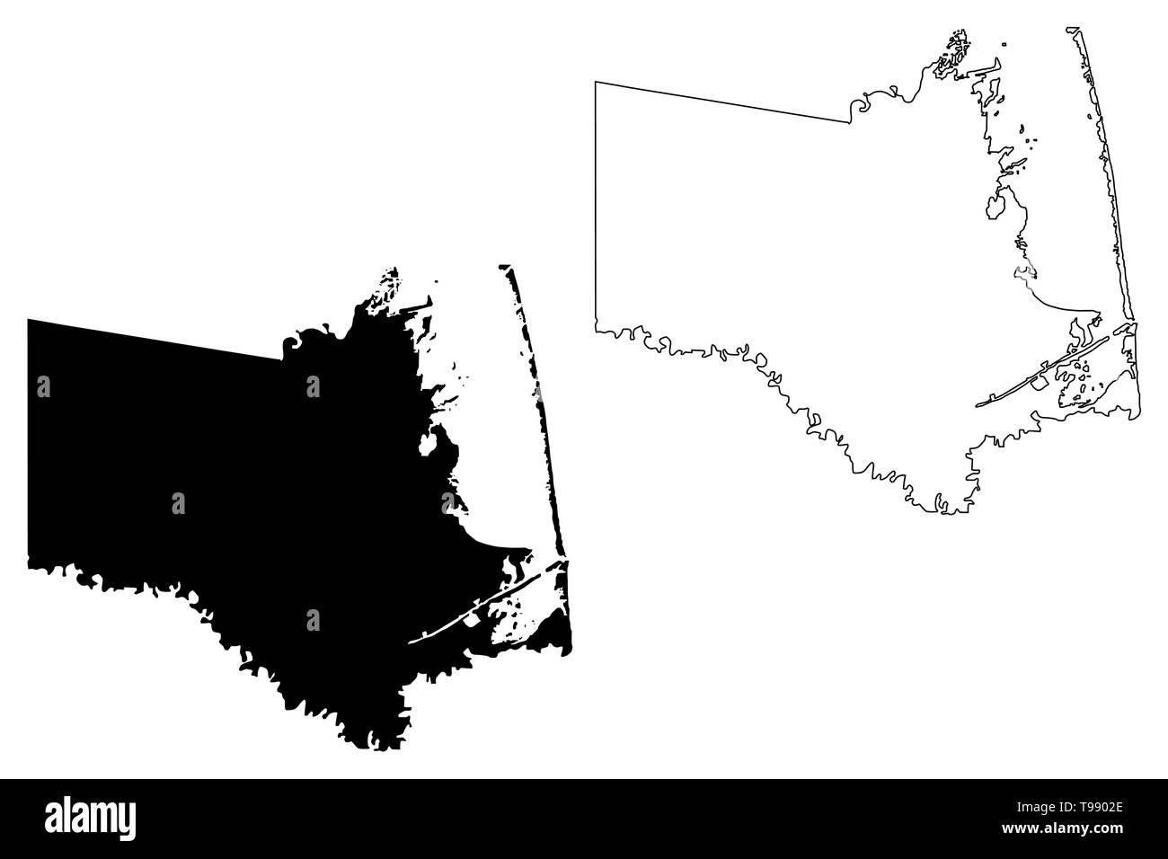 Cameron County, Texas (Counties in Texas, United States of America,USA, U.S., US) map vector illustration, scribble sketch Cameron map Stock Vector