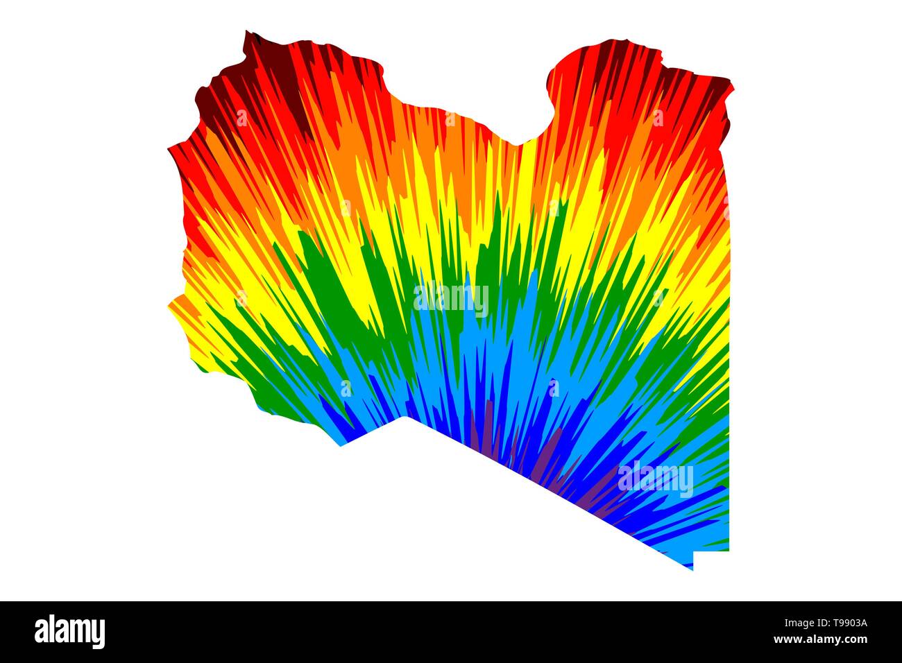 Libya - map is designed rainbow abstract colorful pattern, Federal ...