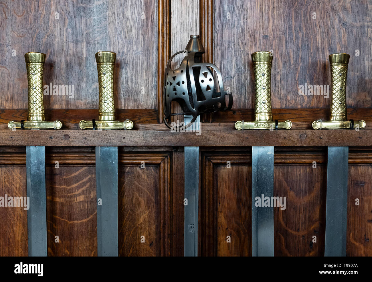Swords on display at  The Great Hall at Edinburgh Castle in Scotland, UK Stock Photo