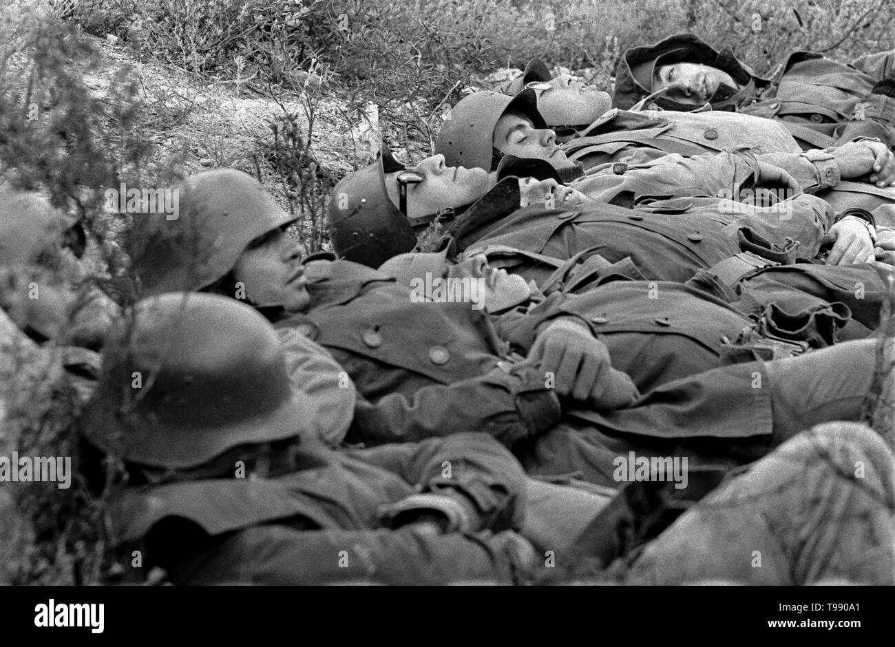 Ejército, servicio militar. Maniobras en Lluçanes, Barcelona. Años 70. Stock Photo