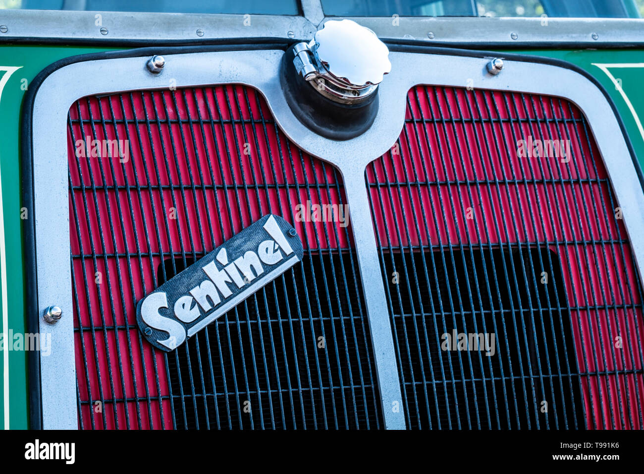 The grill of a Sentinel Steam lorry. Stock Photo