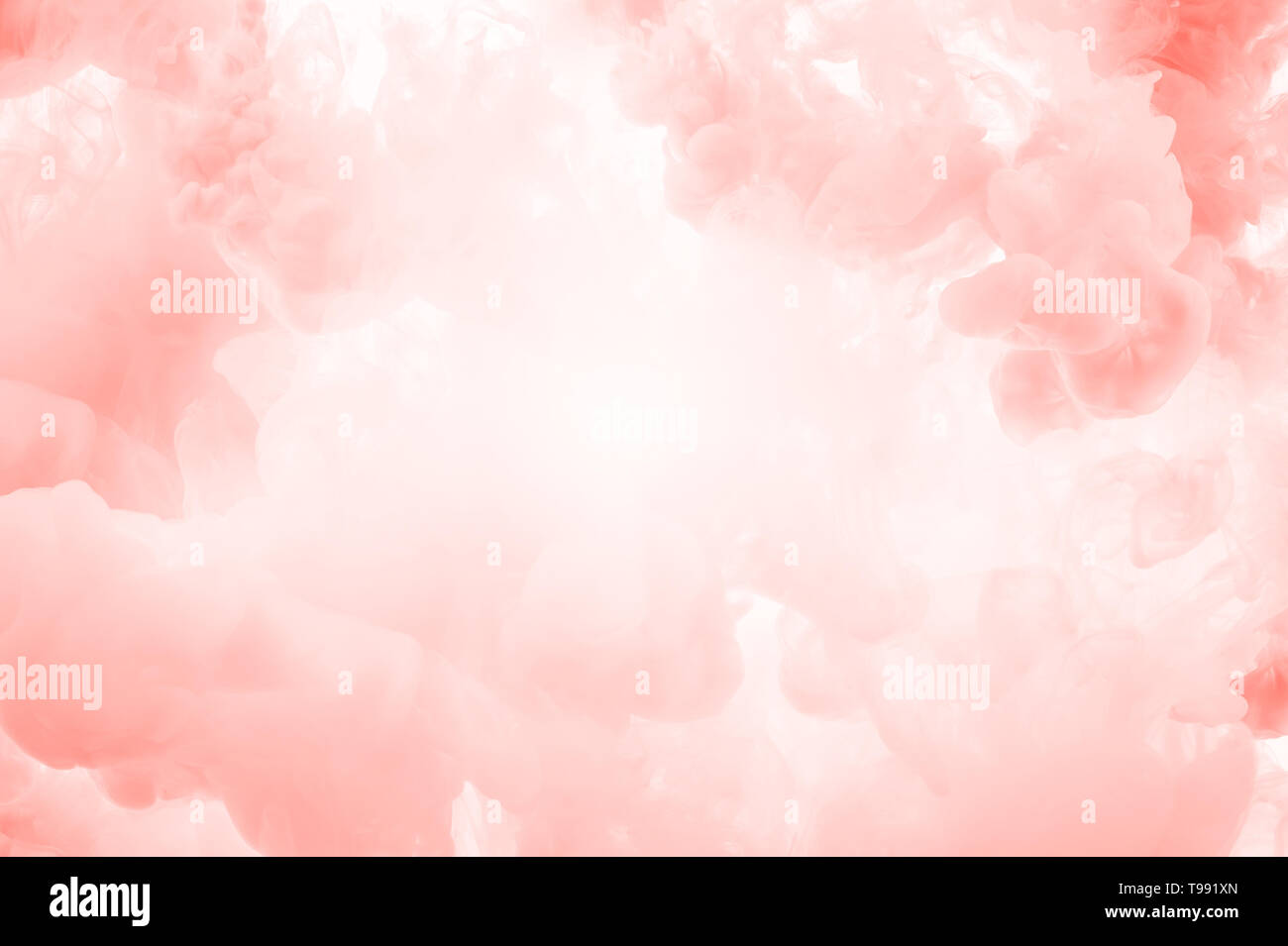 Coral ink splashes abstrct background. Studio shot with seamless ...