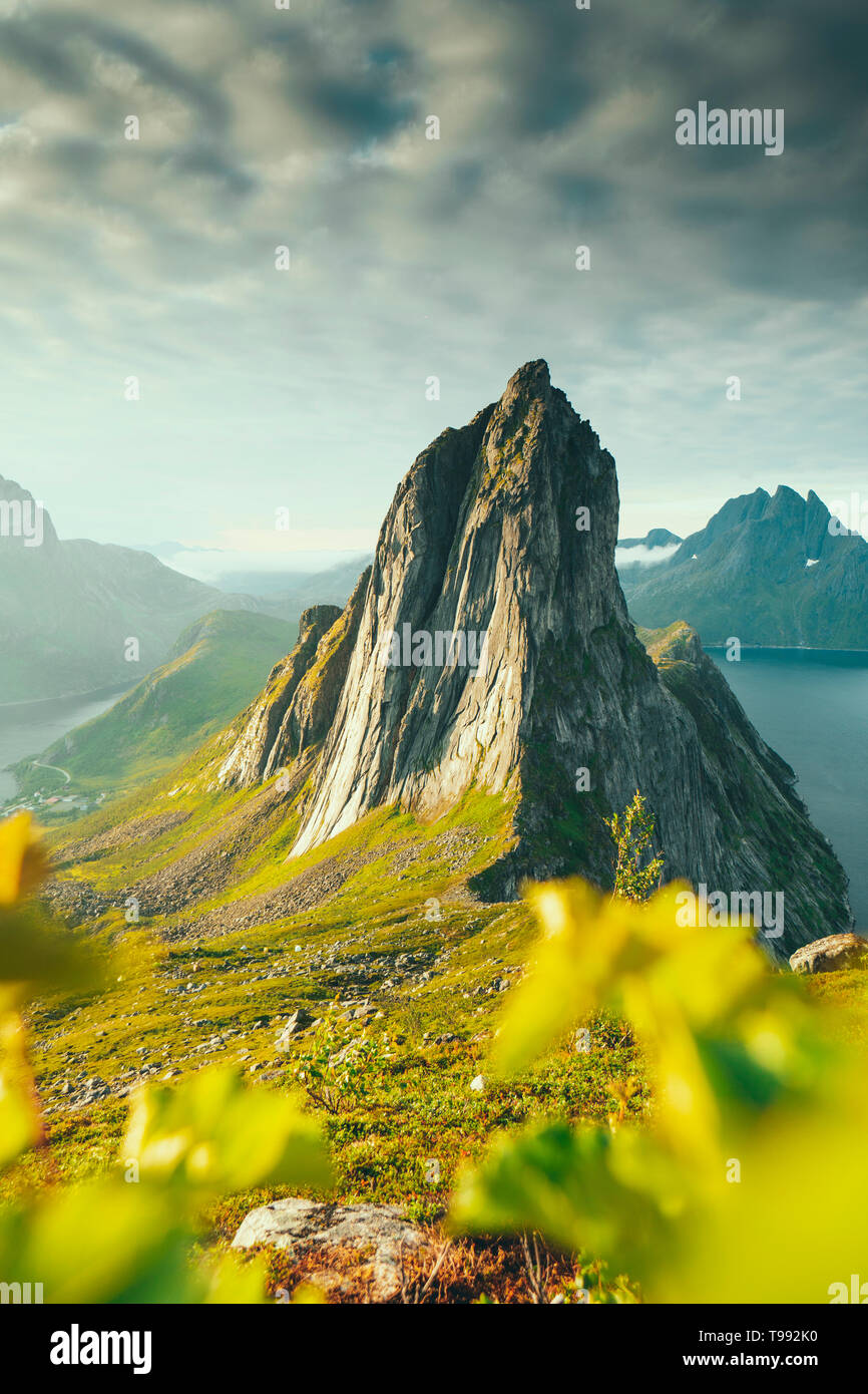 Segla Mountain, Oyfjord, Mefjord, Senja, Norway Stock Photo