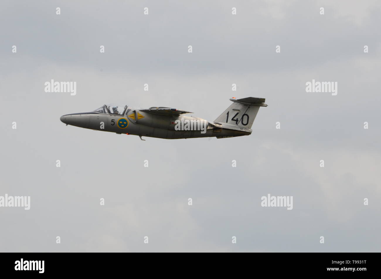 Saab 105 is a Swedish high-wing, cold war trainer aircraft Stock Photo