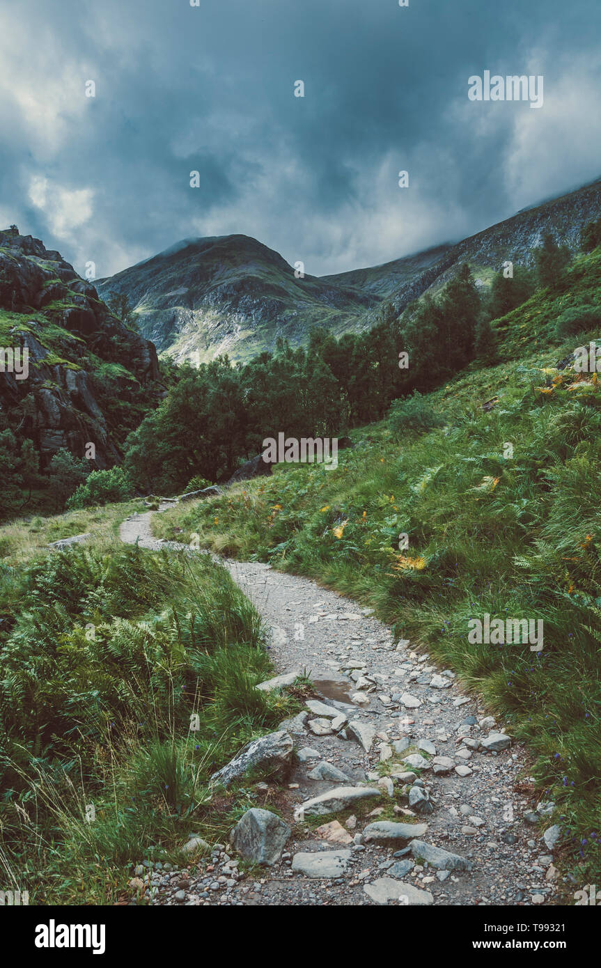 Way to Steall Falls, Glen Nevis, Highlands, Scotland Stock Photo